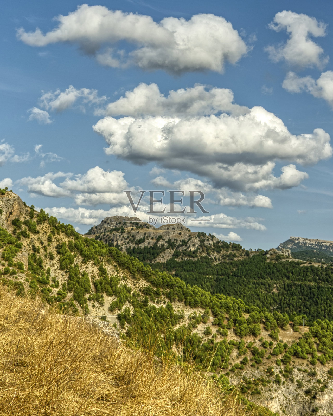 山上有云的一天美丽的景色照片摄影图片
