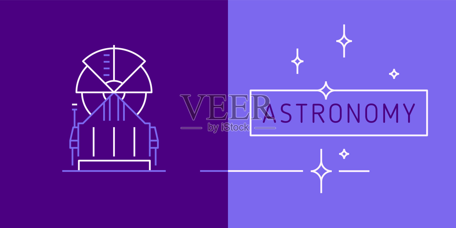 矢量线形图标天文台。插画图片素材