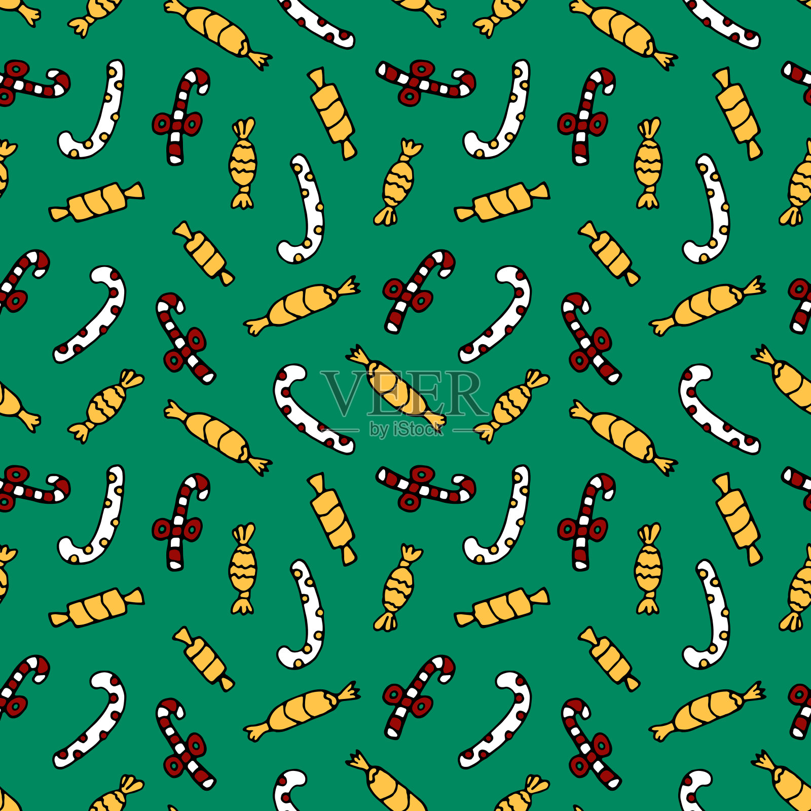 圣诞糖果模式。棒棒糖，圣诞糖果图案，糖果图案，新年，装饰品，纺织品，剪贴簿，包装，包装纸，海报，瓷砖。插画图片素材