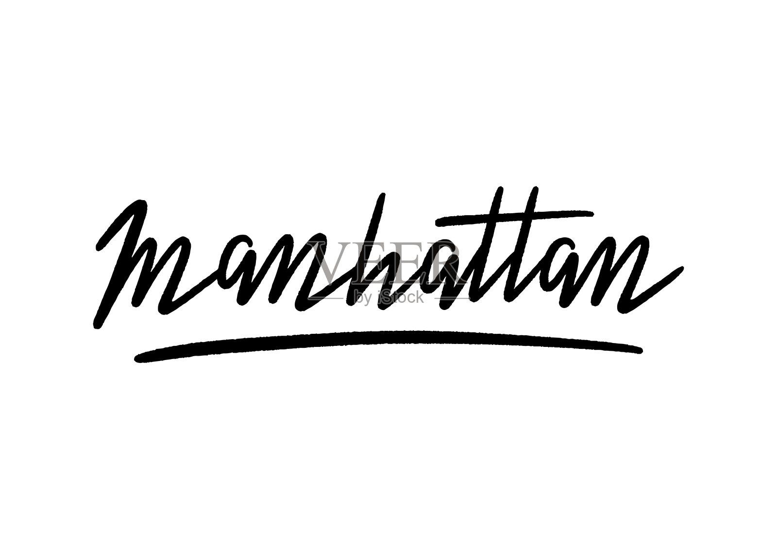 白色背景上的曼哈顿手写体设计元素图片