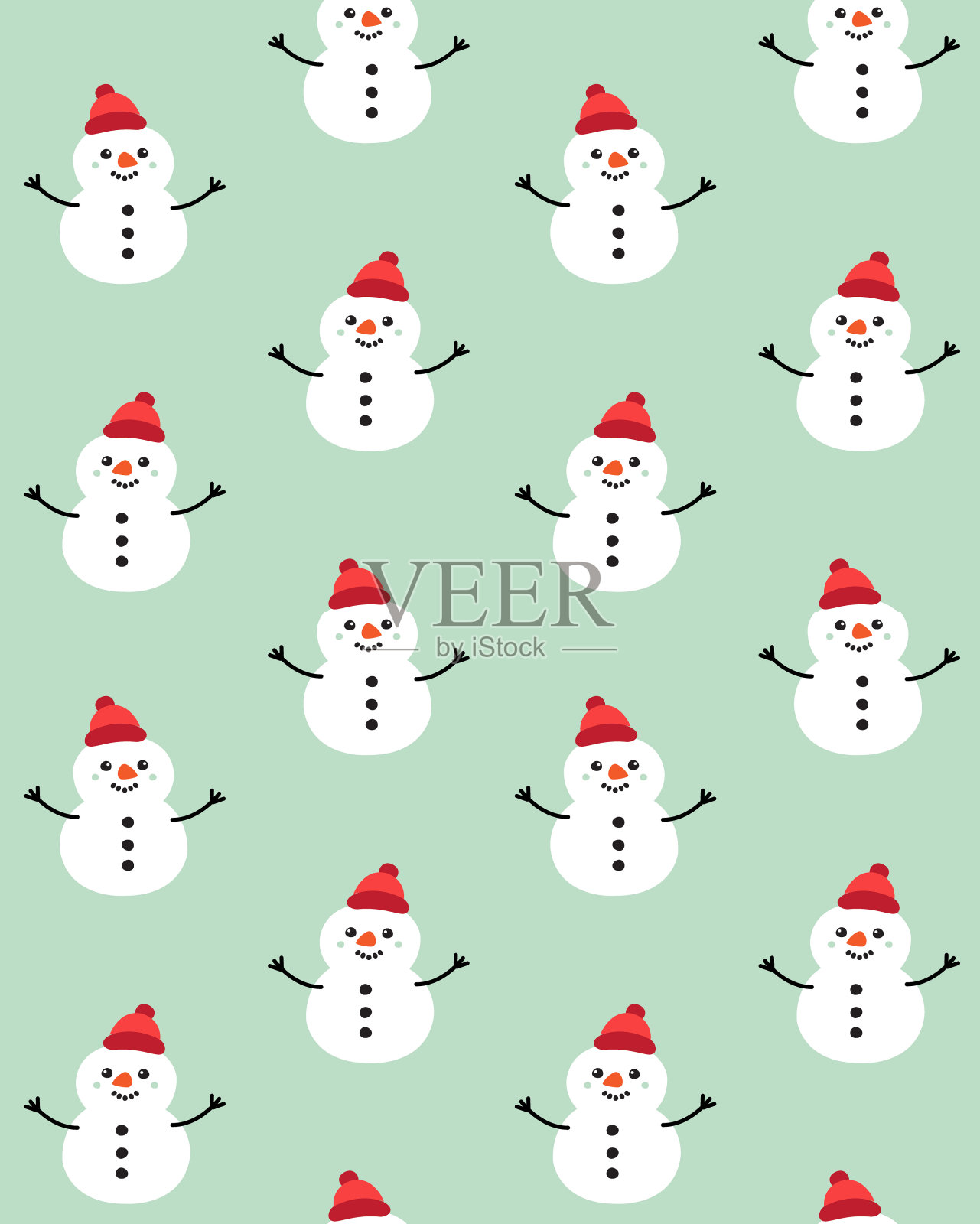 矢量无缝图案手绘涂鸦扁平雪人设计元素图片