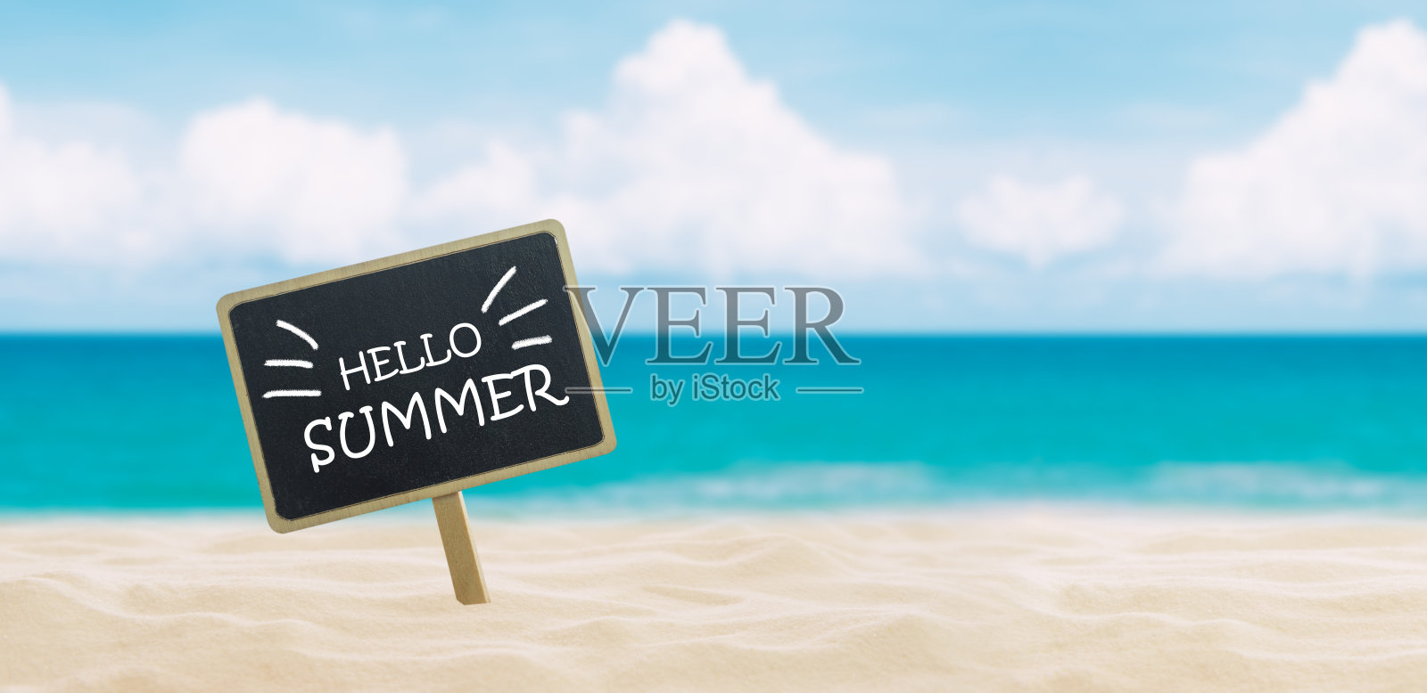 横幅与文本你好夏天照片摄影图片