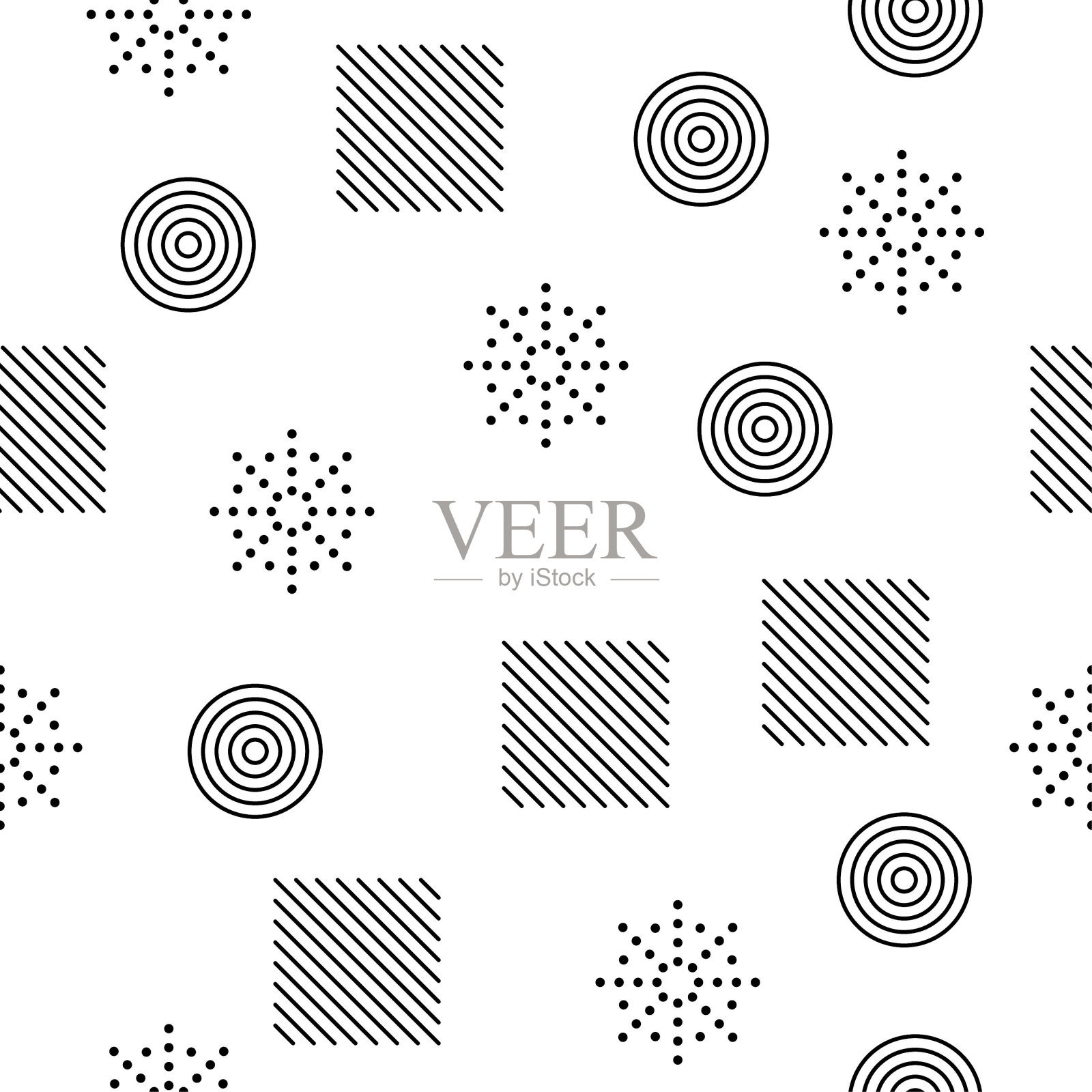 抽象无缝图案黑线涂鸦几何图形背景设计风格矢量插画图片素材