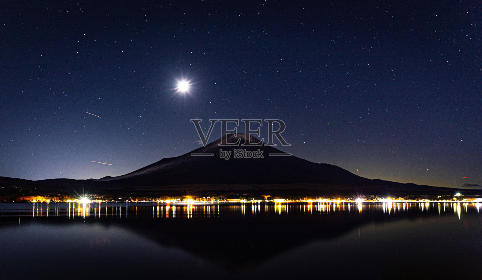 富士山和银河系照片摄影图片