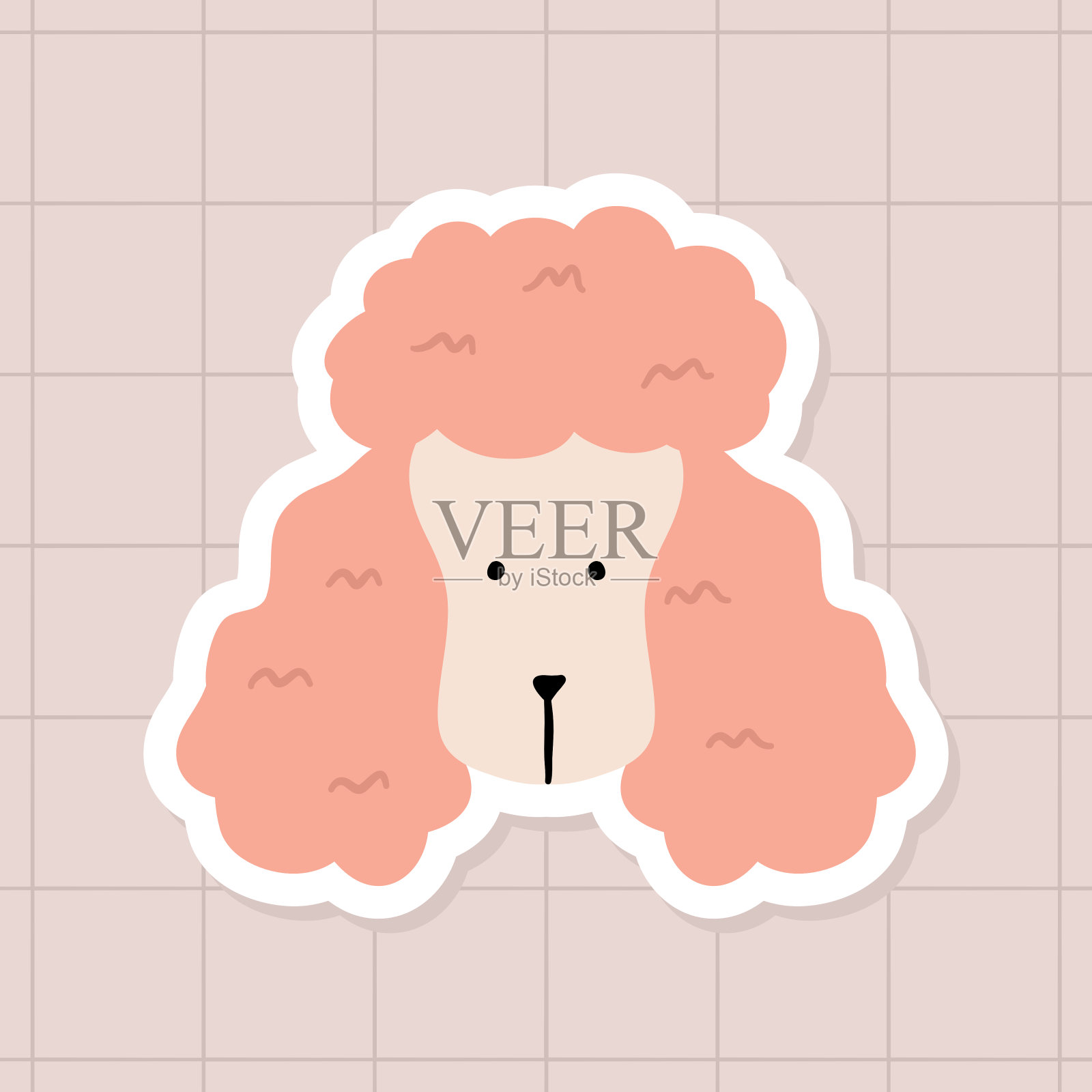 可爱的动物角色粉红色的狮子狗小狗发型狗卡通插图元素贴纸插画图片素材