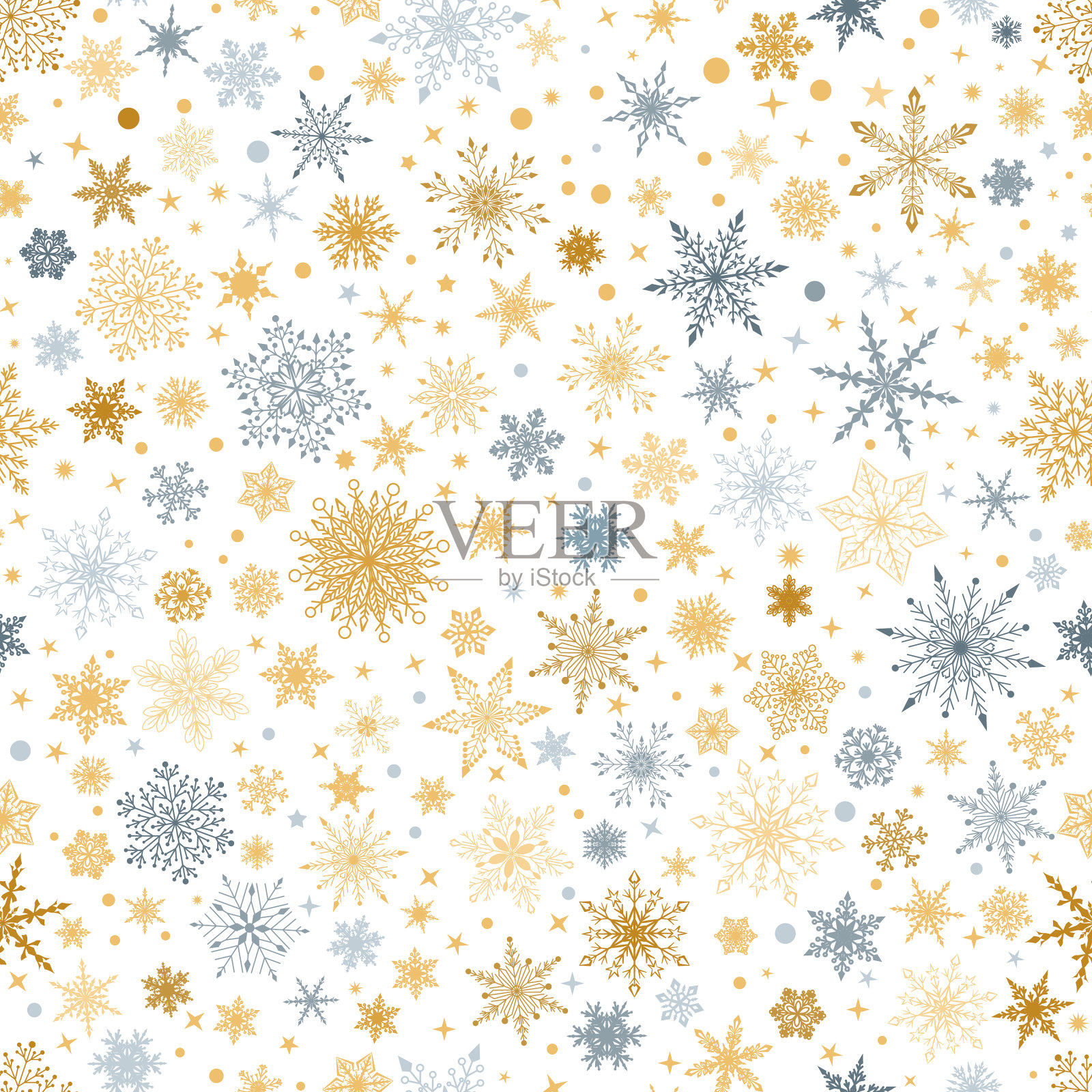 圣诞无缝图案雪花插画图片素材