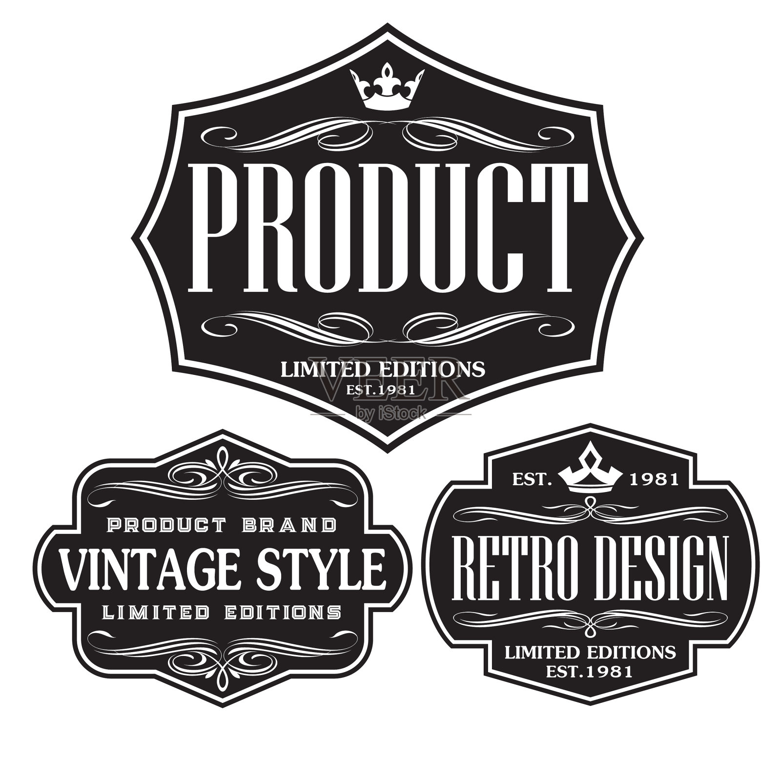 复古和复古的徽章标签设计集合插画图片素材