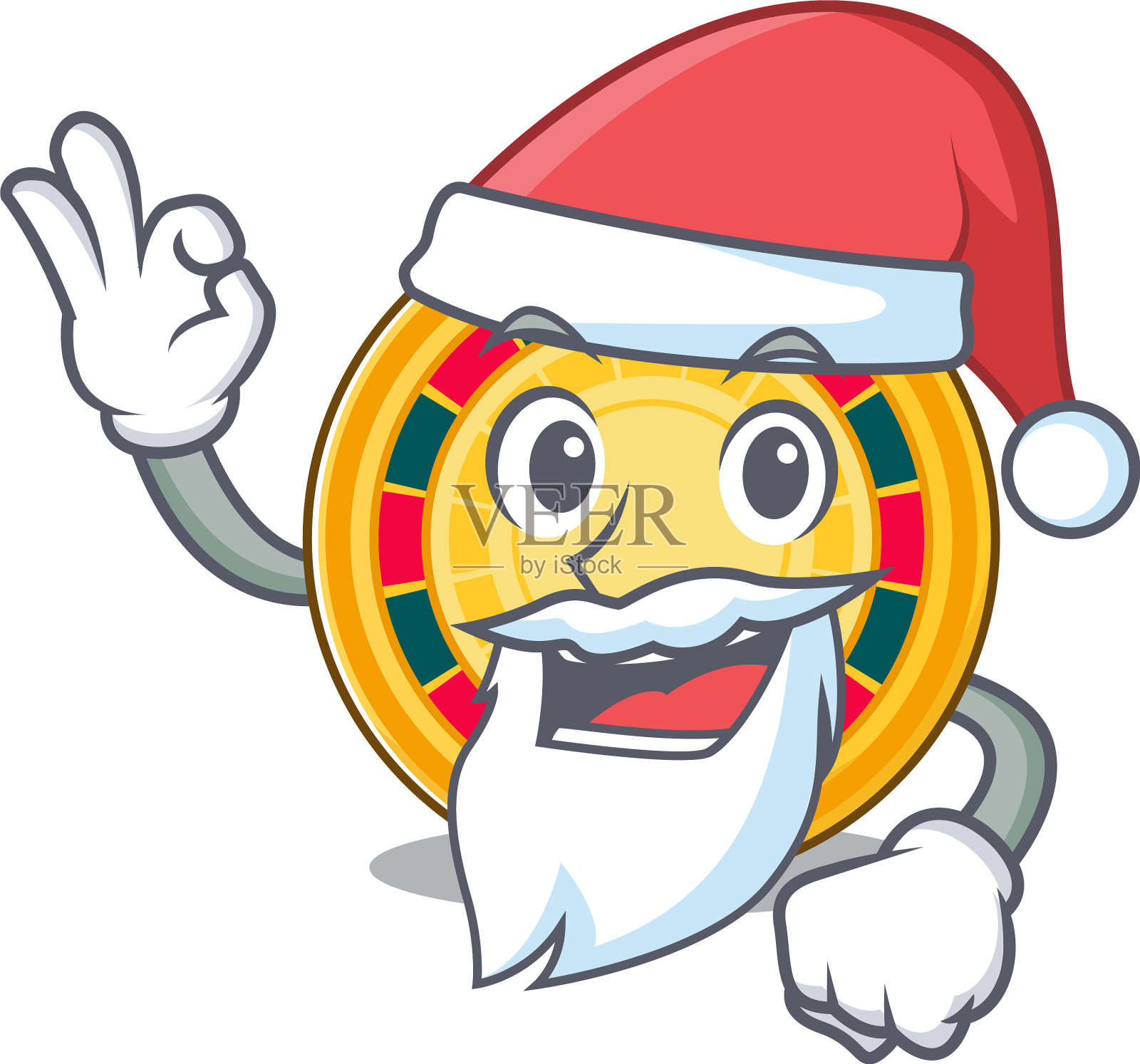 一张圣诞老人轮盘赌的吉祥物图片风格插画图片素材