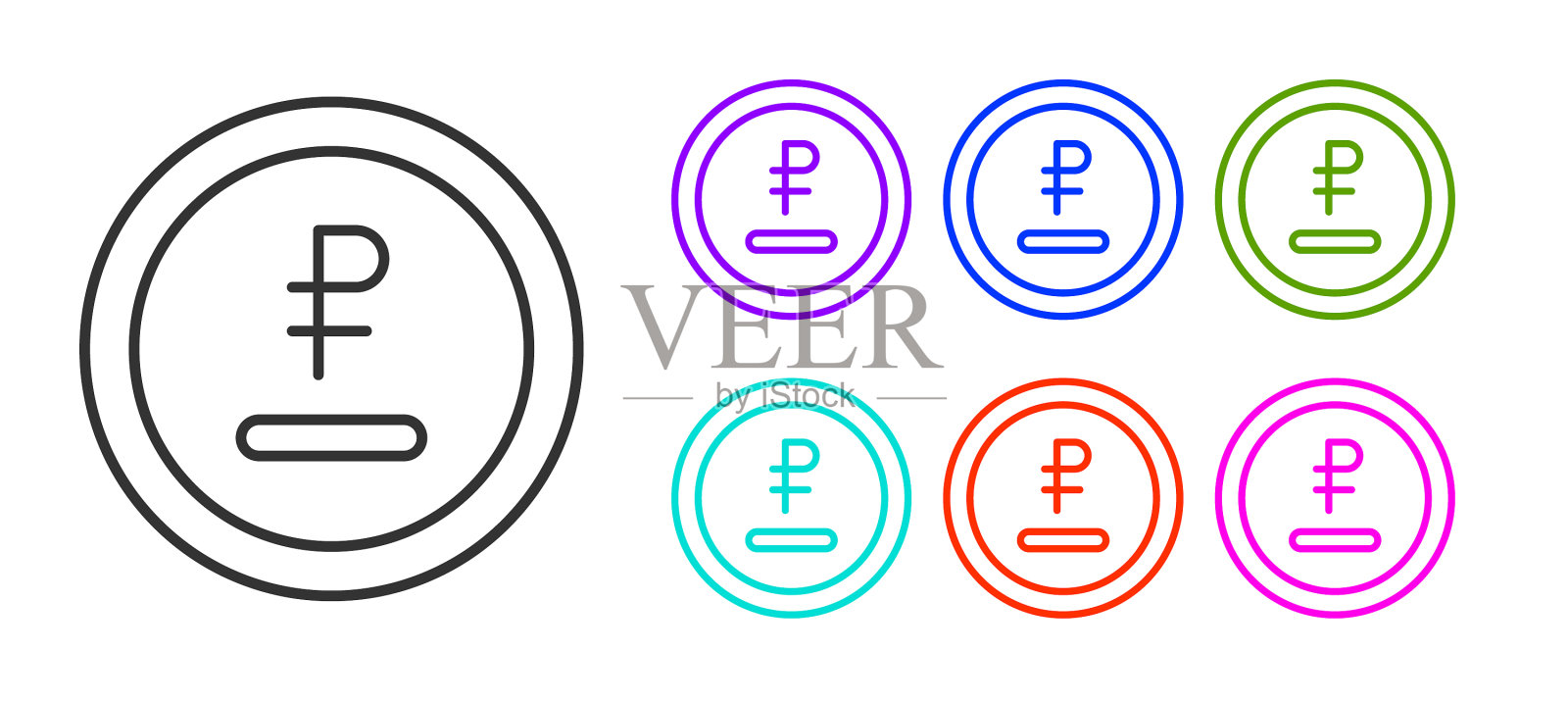 黑线卢布卢布货币硬币图标图标素材
