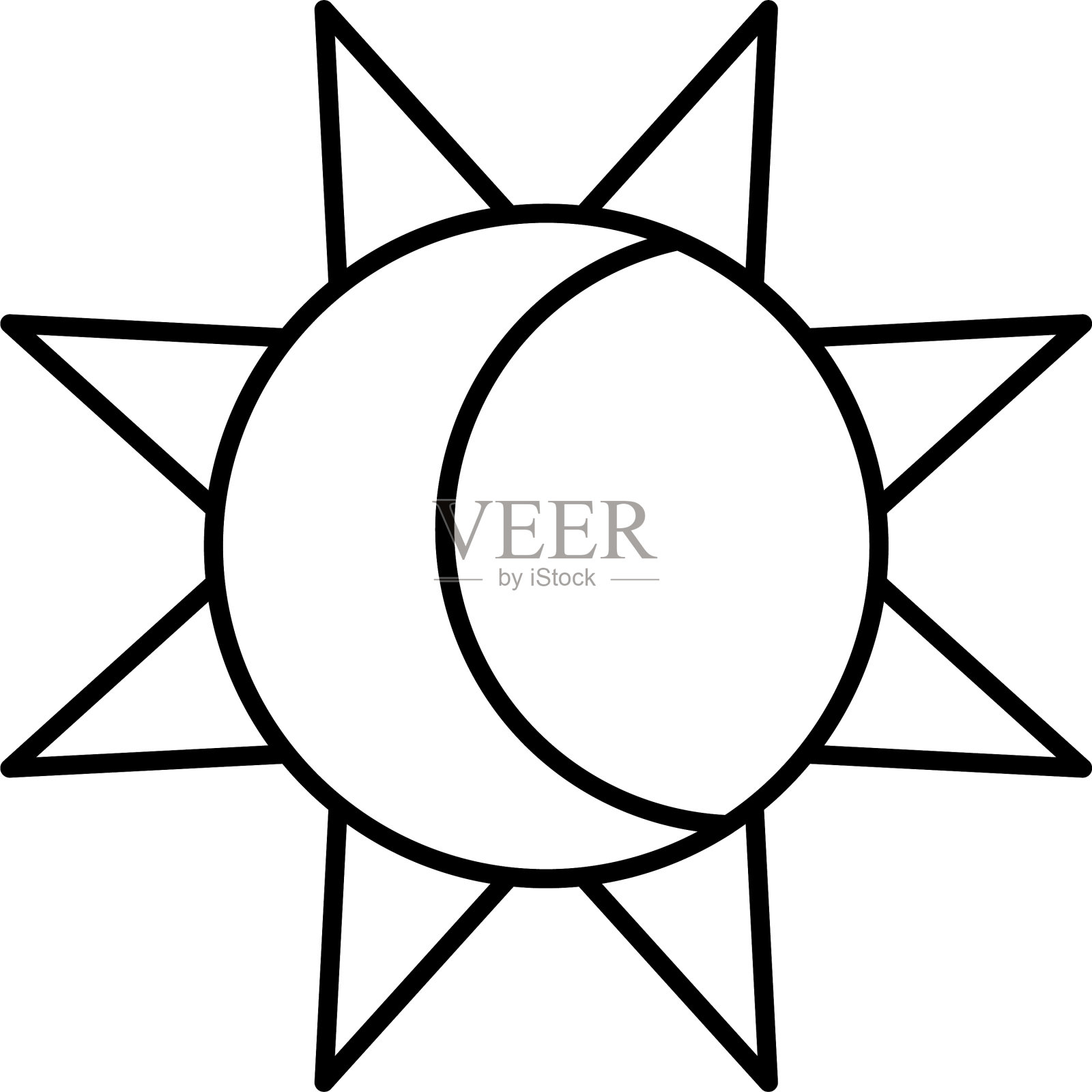 月亮和太阳图标线条风格设计元素图片