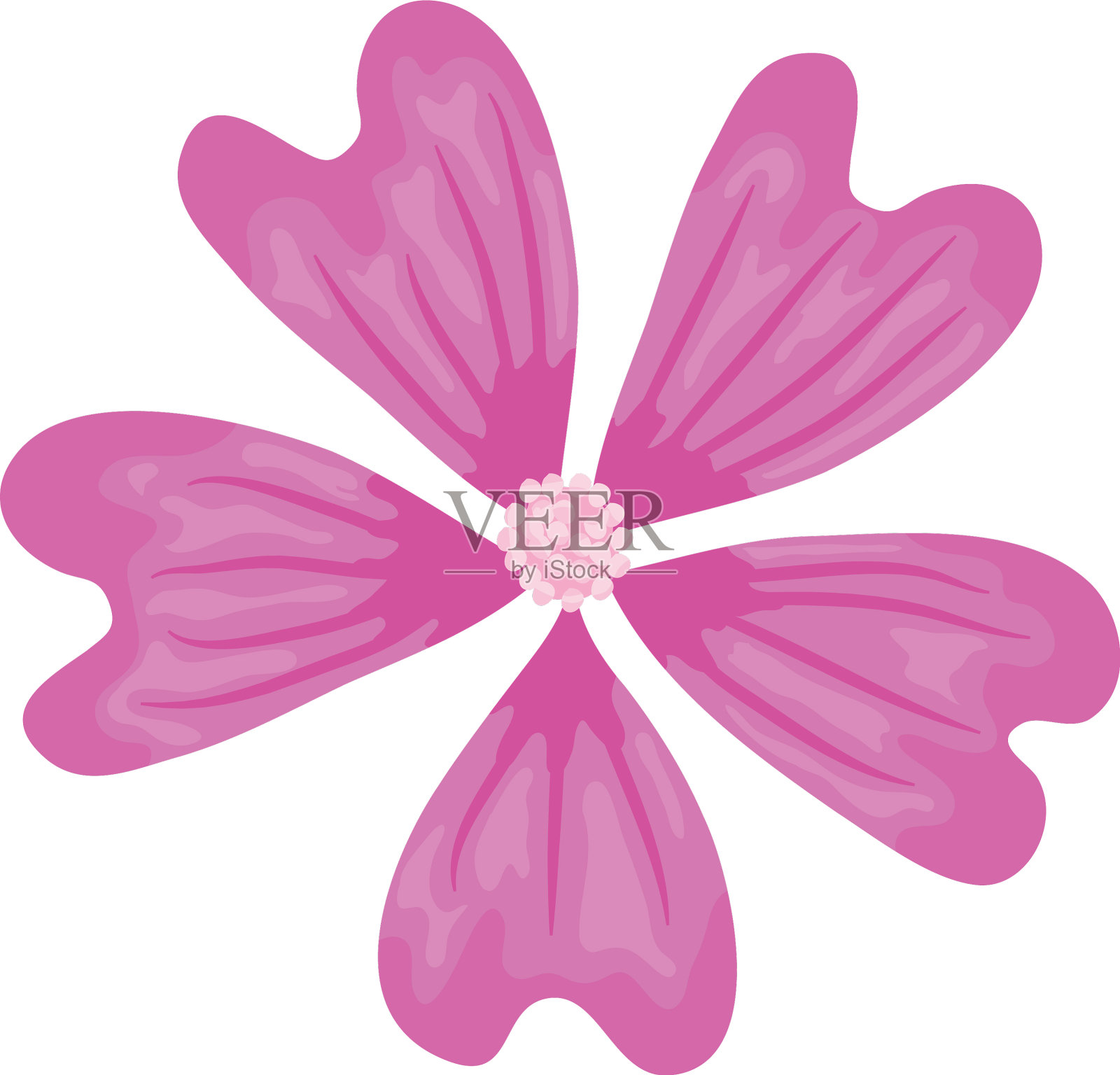 美丽的粉红色花图标详细的风格设计元素图片