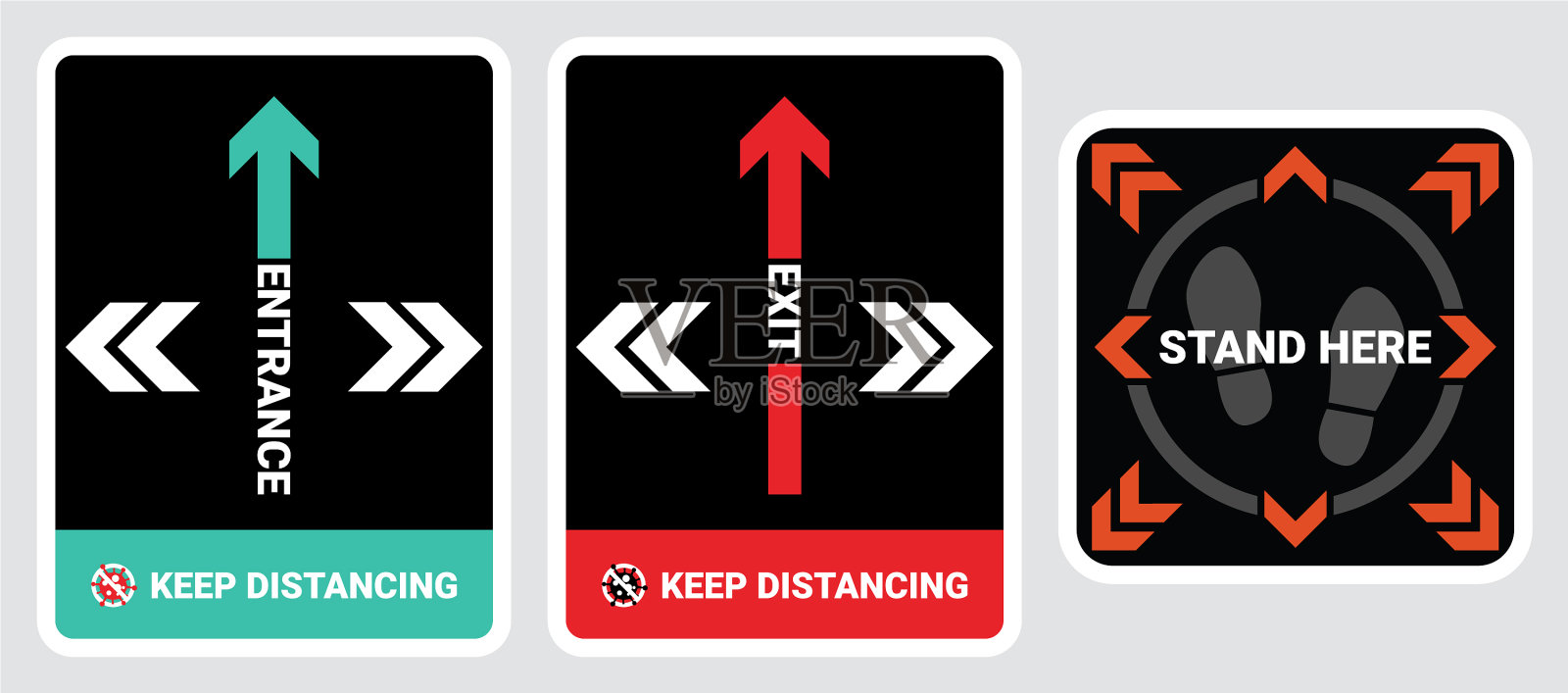 请保持安全距离标志，保护新冠肺炎插画图片素材