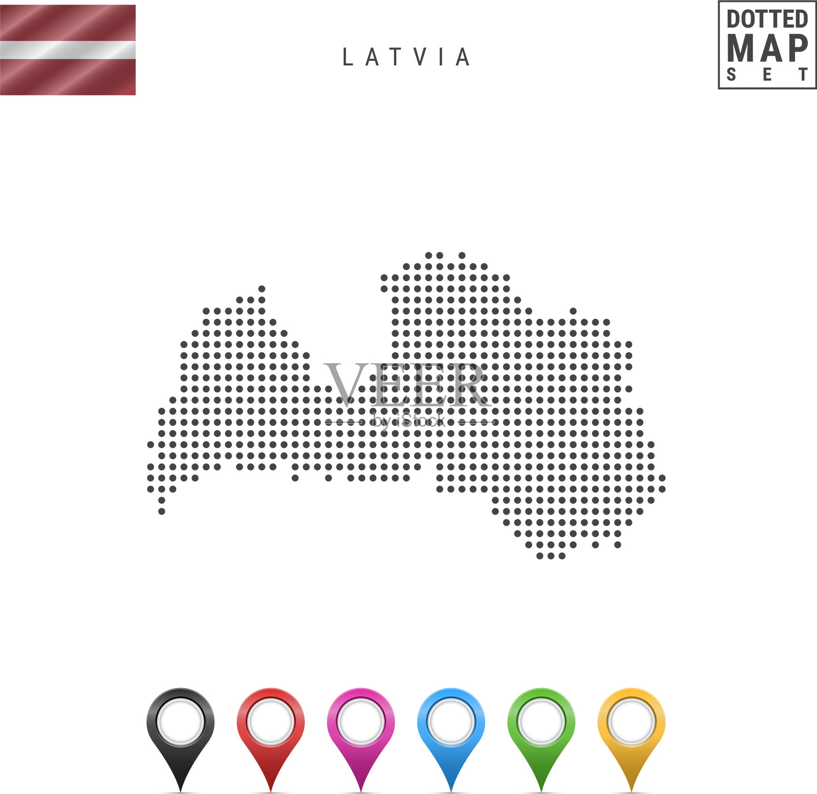 虚线地图拉脱维亚简单的轮廓拉脱维亚插画图片素材