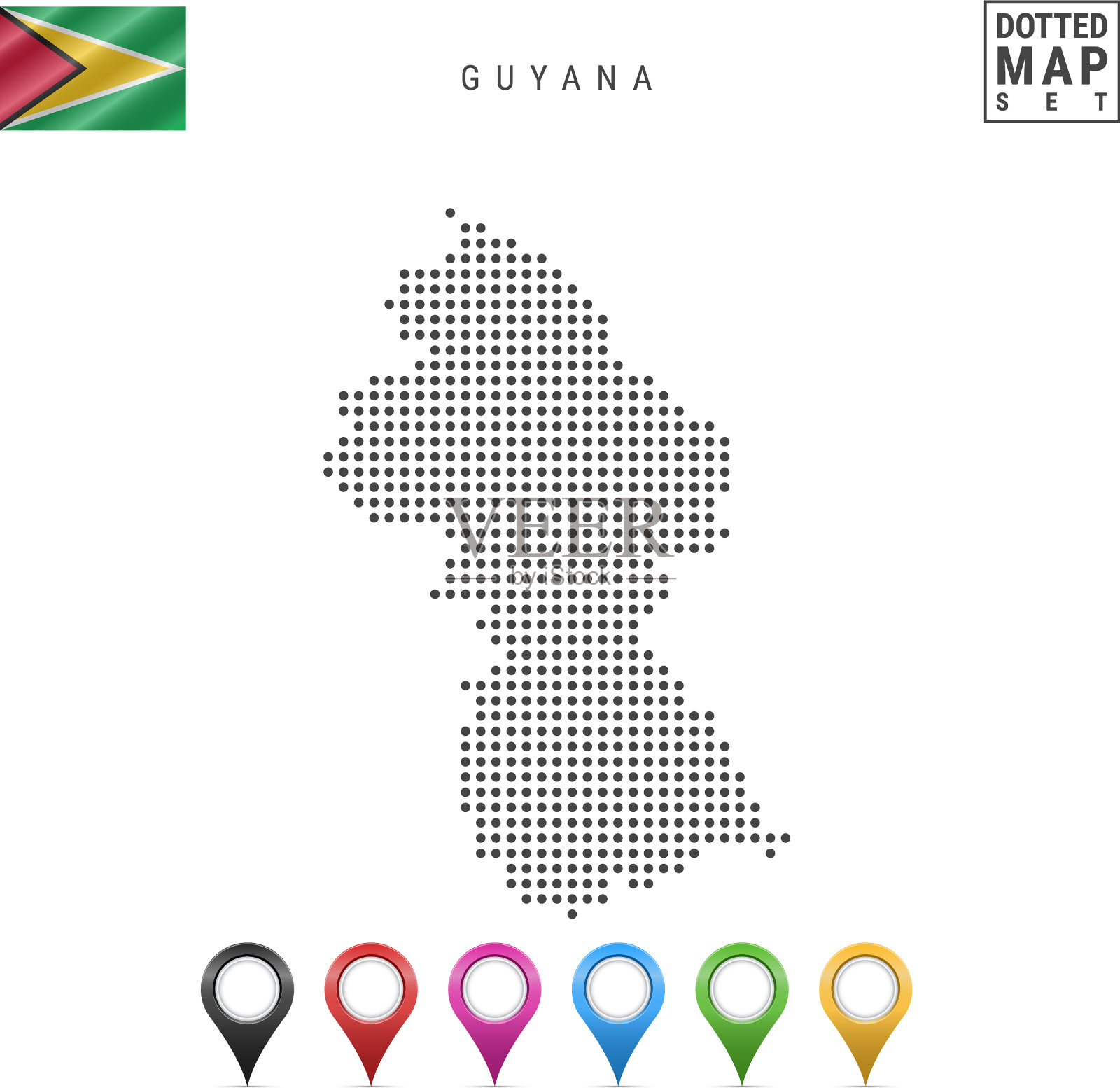 圭亚那虚线地图简单的圭亚那剪影插画图片素材