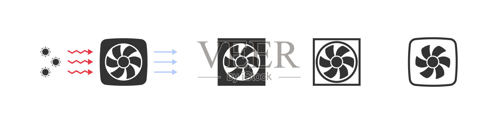 空气净化器图标。图标的概念。空气再循环可以让你免受冠状病毒感染。杀菌空气再循环辐照器。矢量图图标素材