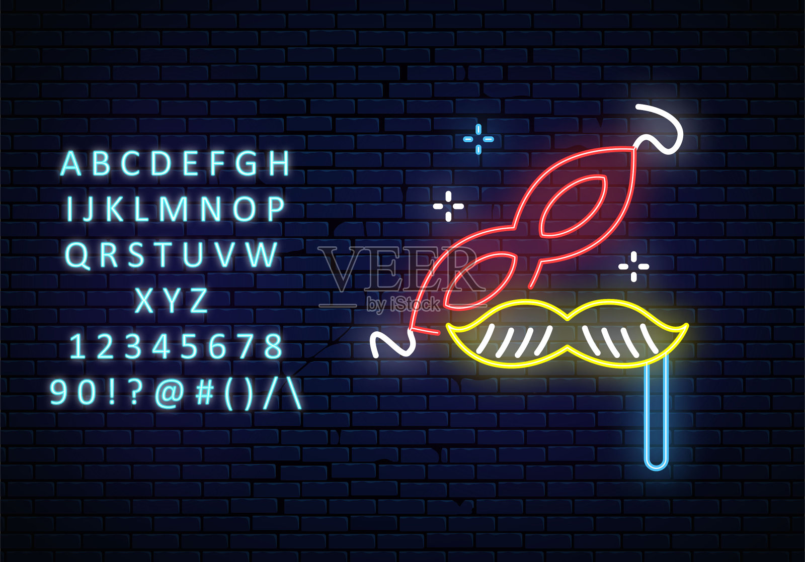 Hygge，狂欢节面具和胡子插画图片素材