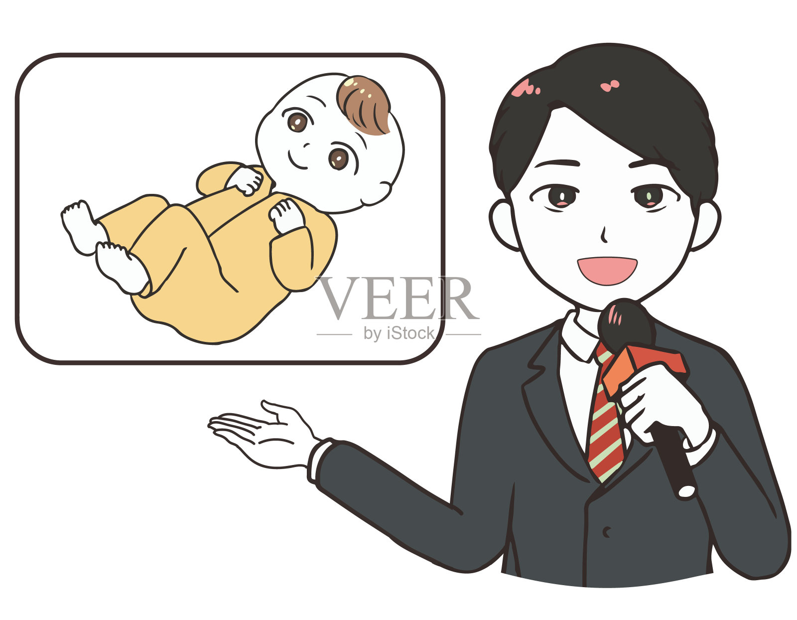 记者男介绍一名婴儿插画图片素材