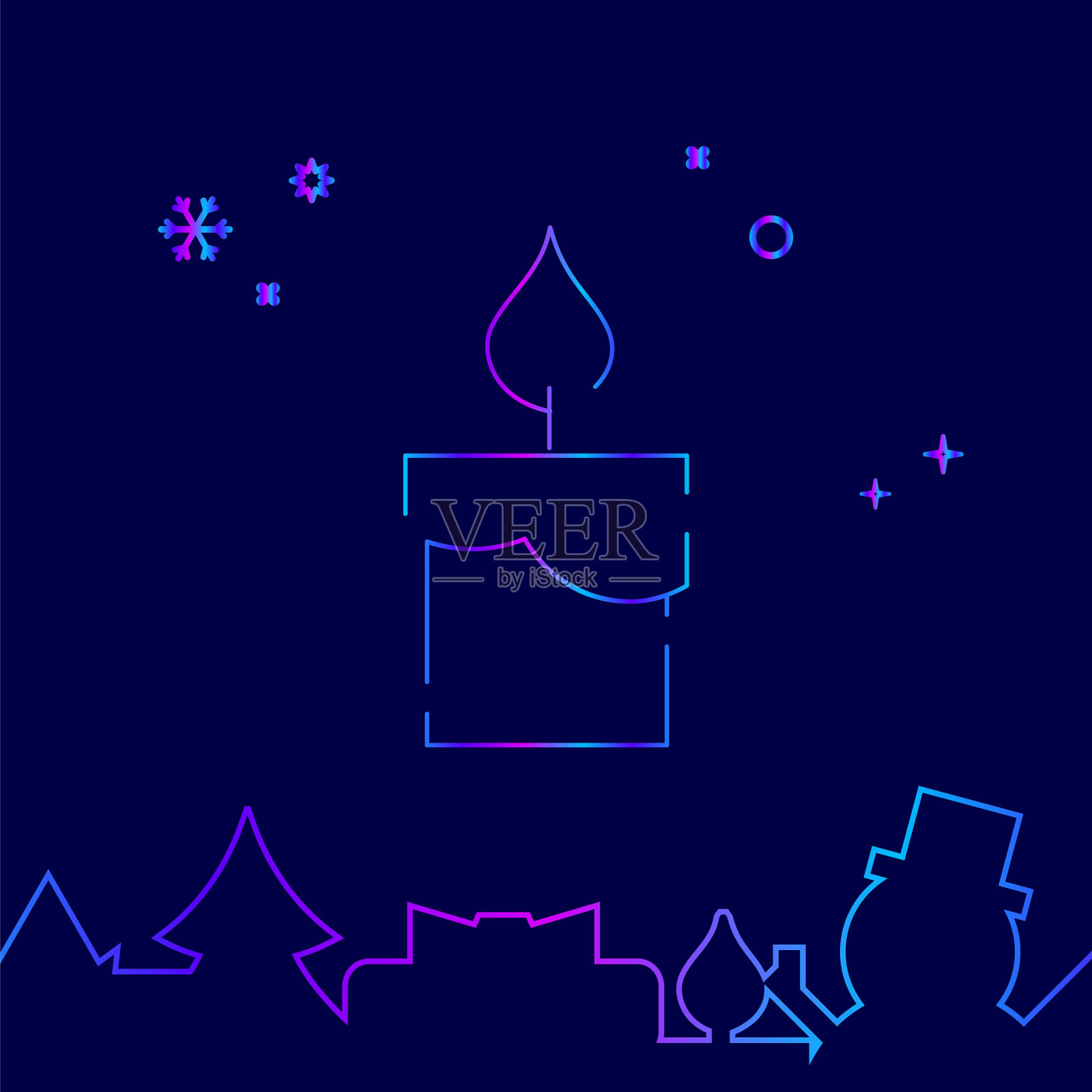 燃烧的圣诞蜡烛线图标象征插画图片素材