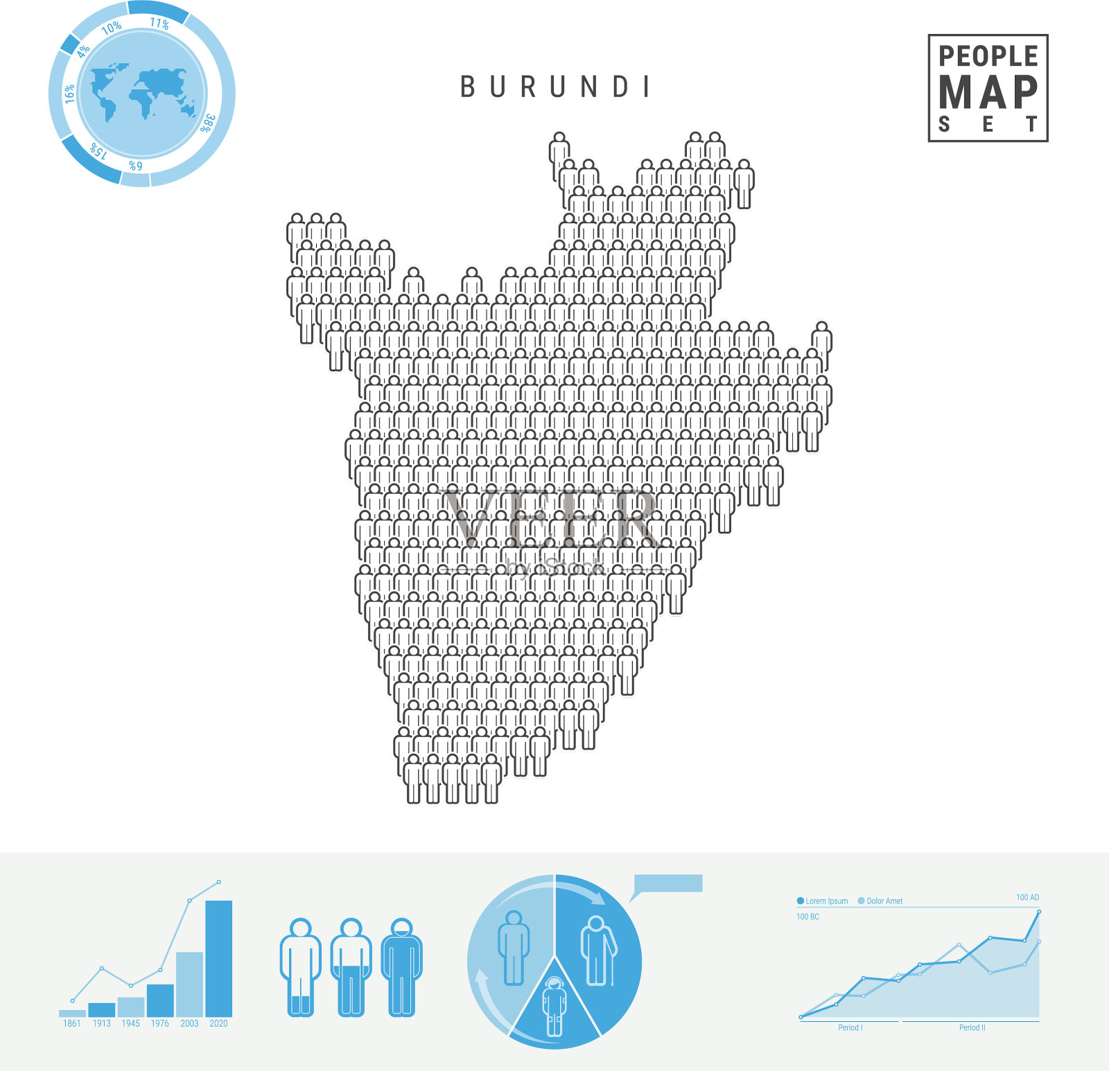 布隆迪人图标地图风格化剪影插画图片素材