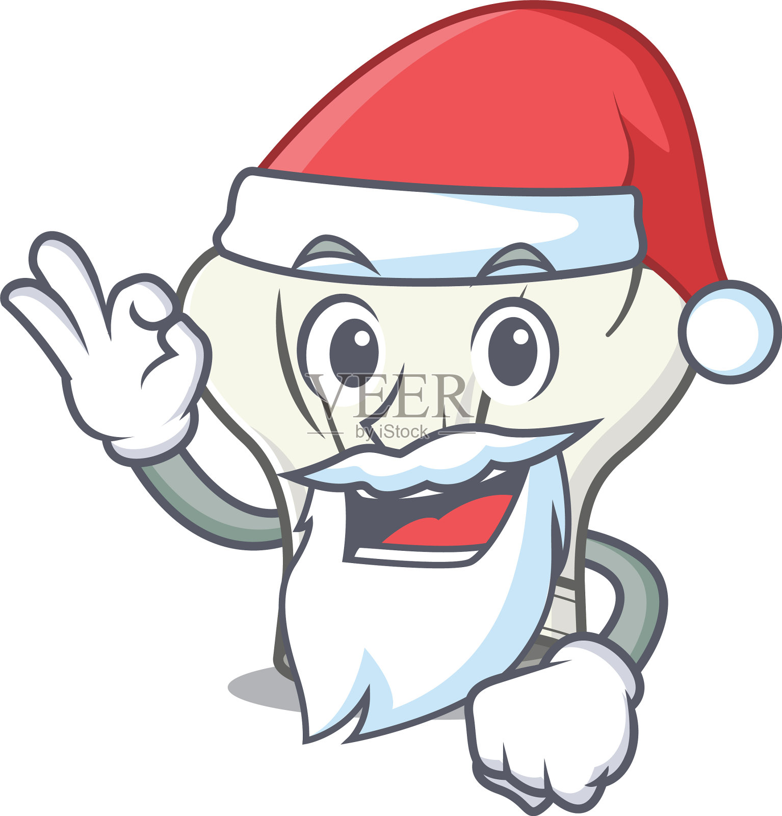 一幅画圣诞老人厨师帽吉祥物画风格插画图片素材