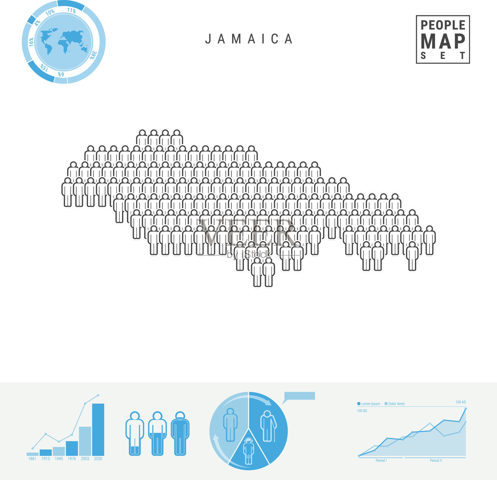 牙买加人图标地图风格化剪影插画图片素材