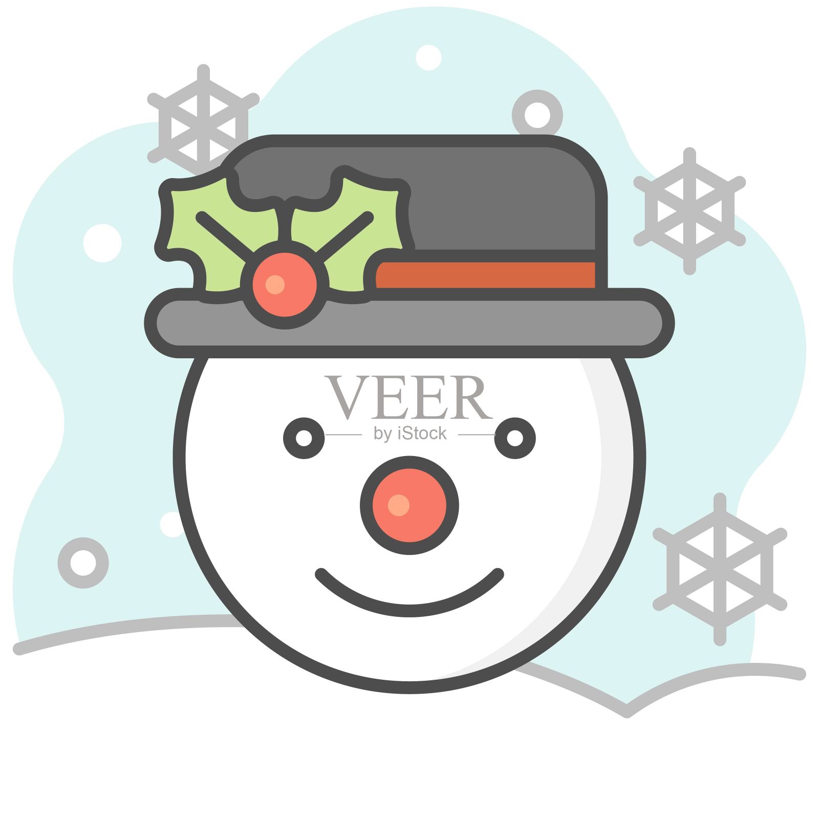 雪人填充图标背景，矢量插图设计元素图片