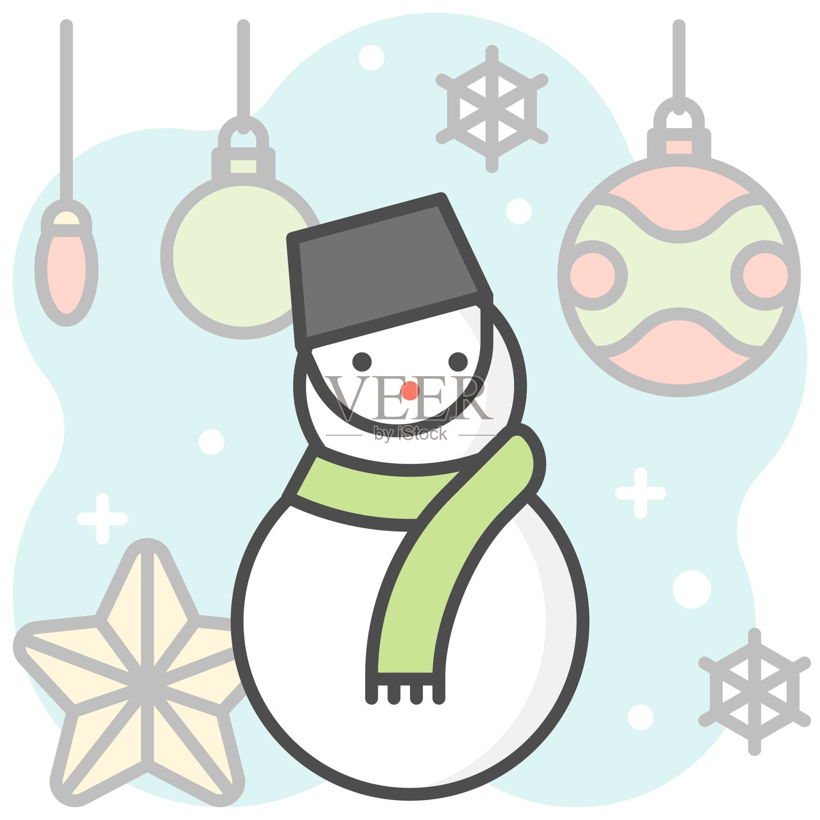 雪人填充图标背景，矢量插图设计元素图片