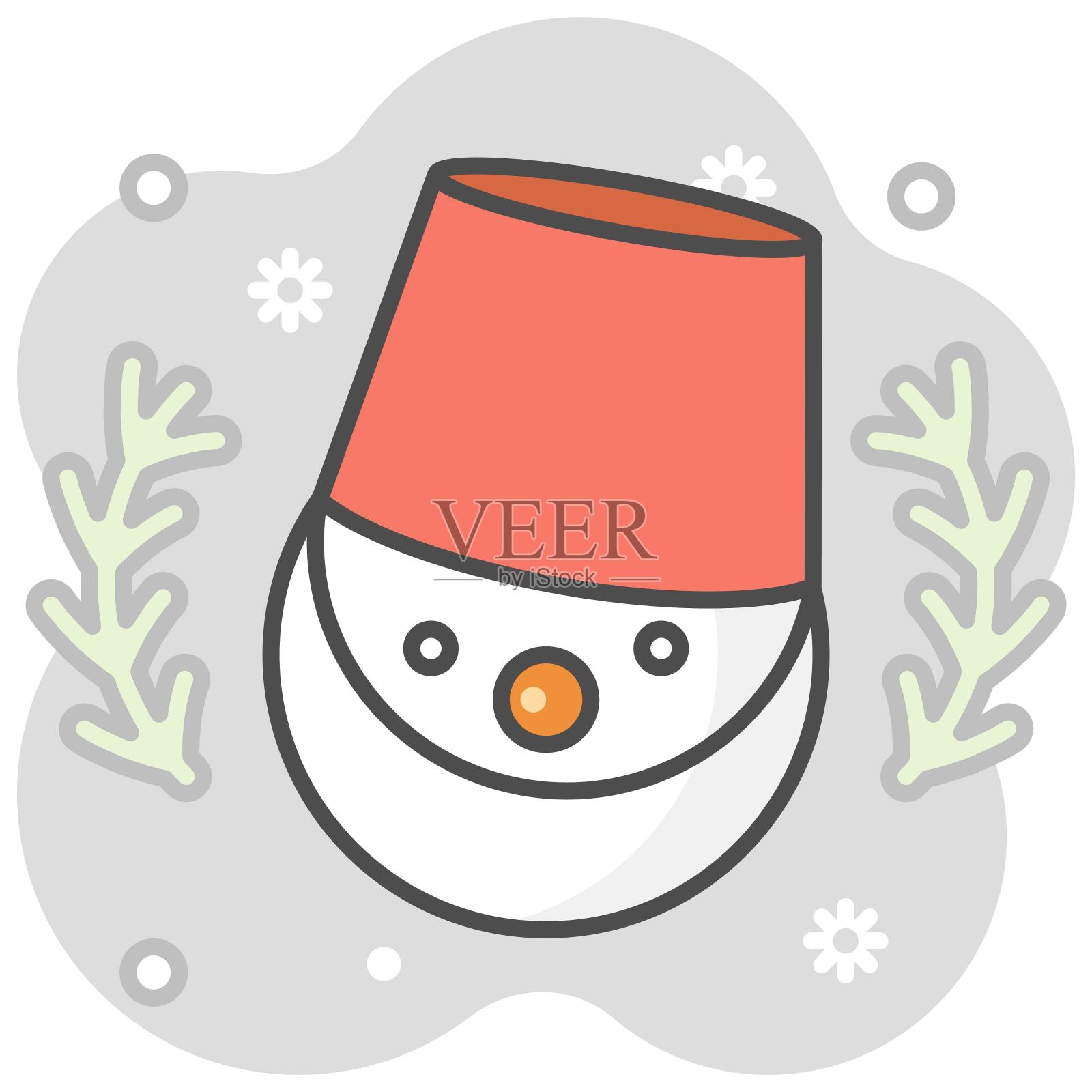 雪人填充图标背景，矢量插图插画图片素材