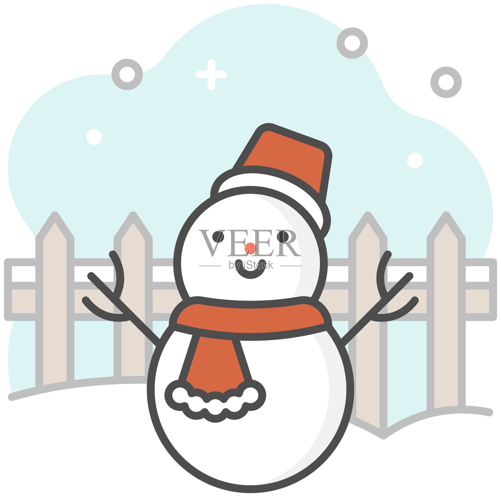 雪人填充图标背景，矢量插图设计元素图片