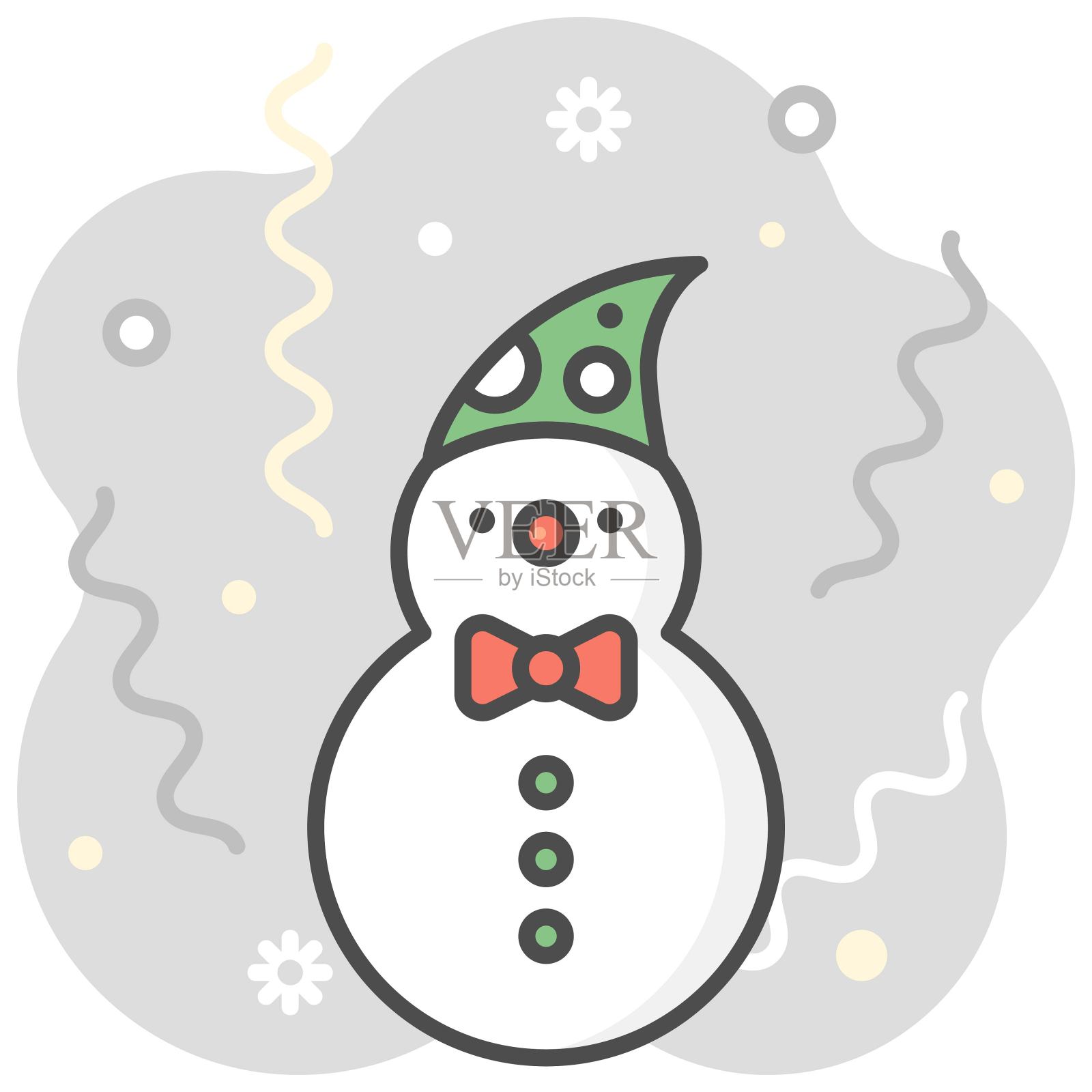 雪人填充图标背景，矢量插图插画图片素材