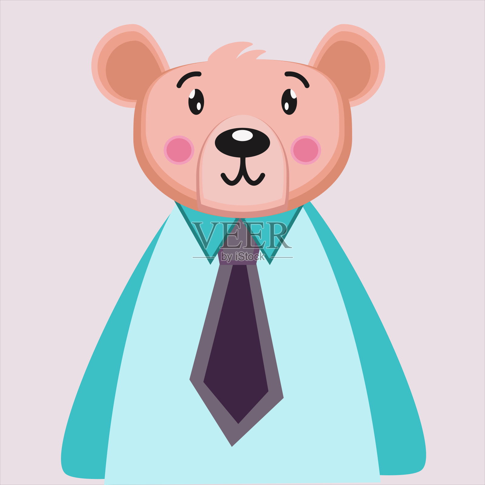 西装革履的泰迪熊插画图片素材