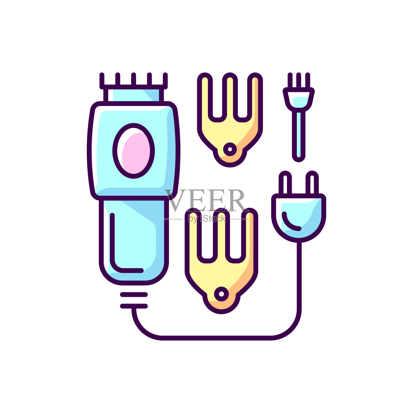 电动理发器RGB颜色图标插画图片素材