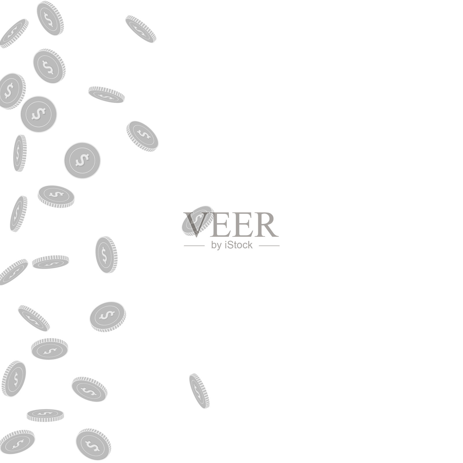 美国的美元硬币散落着黑色和插画图片素材