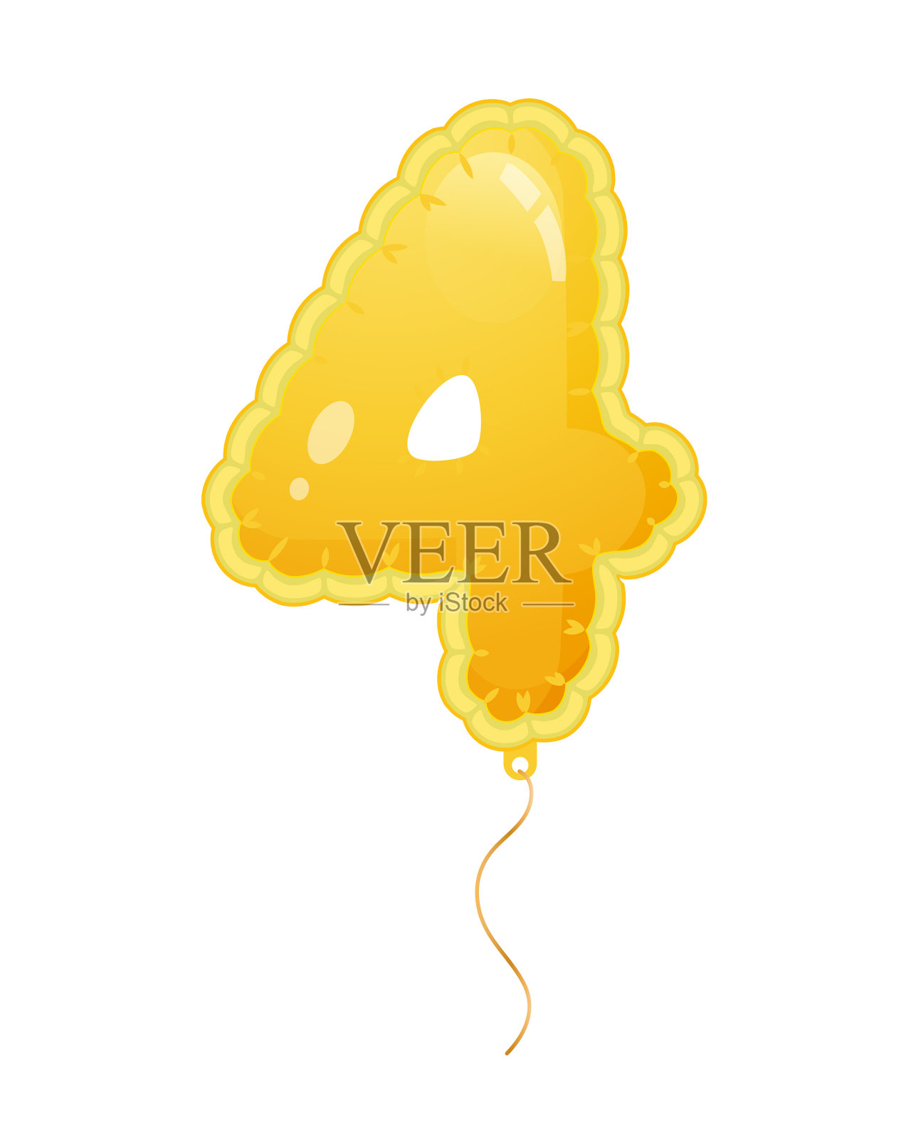 4号的金色气球充满了空气设计元素图片