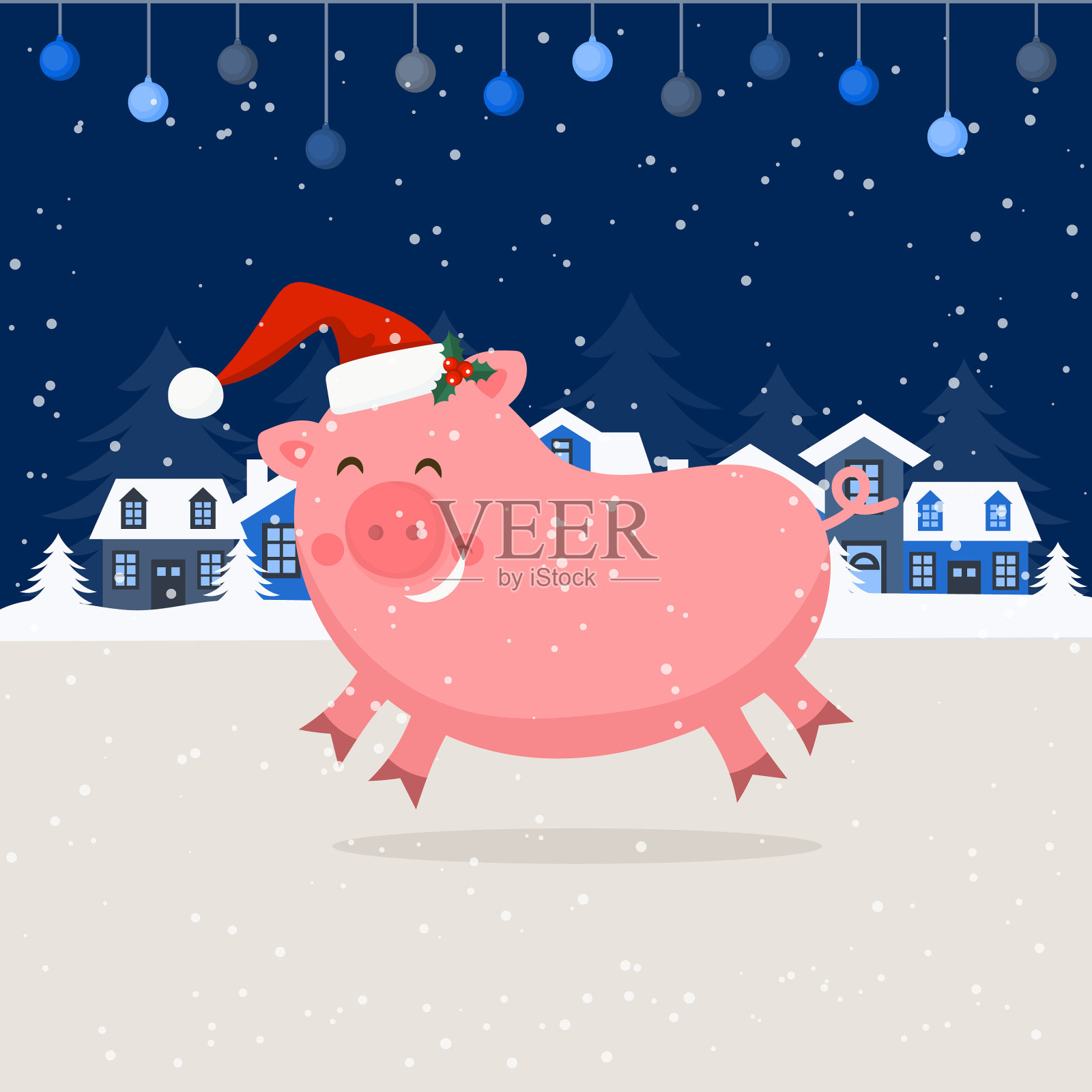 圣诞快乐，恭贺新禧插画图片素材