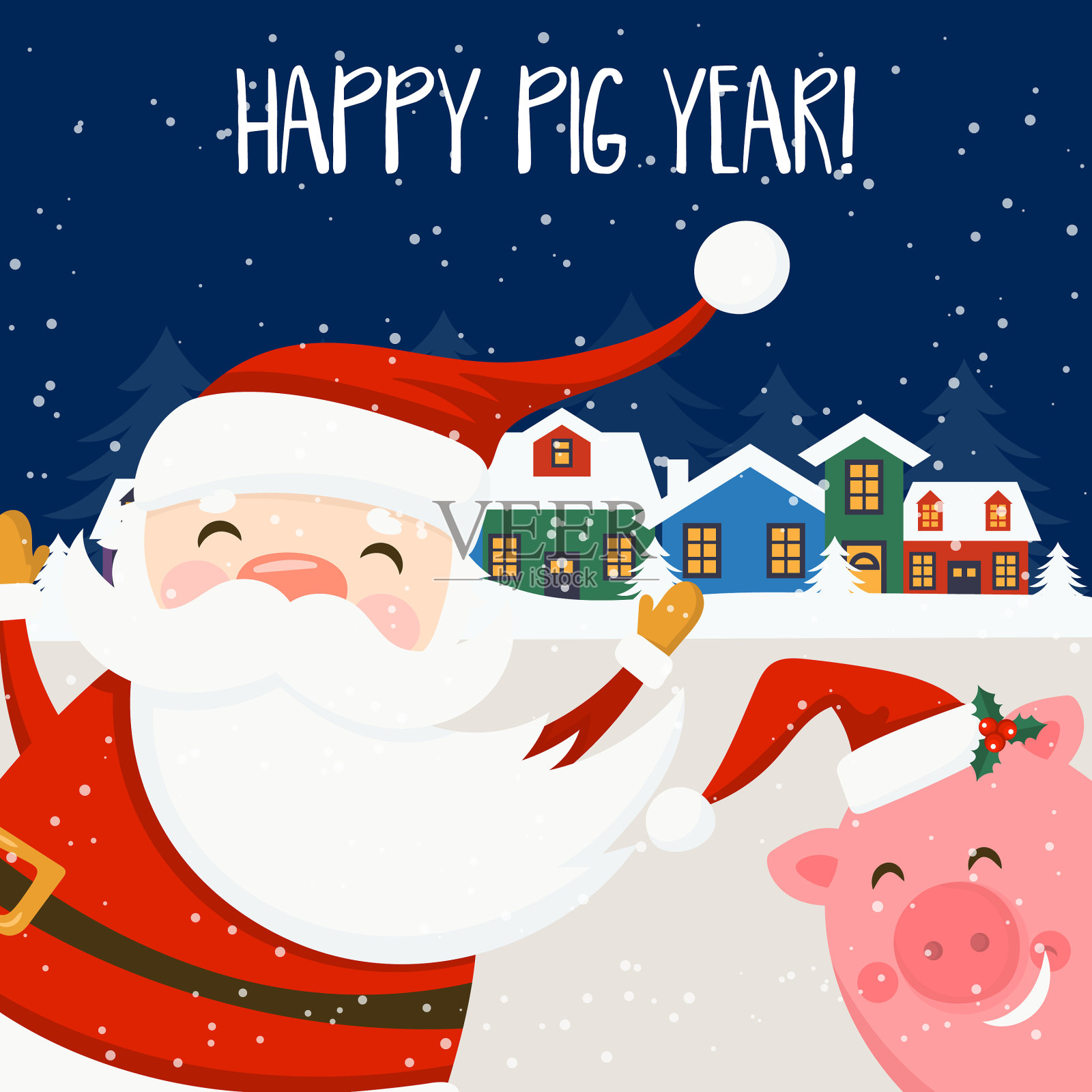 圣诞快乐，恭贺新禧插画图片素材