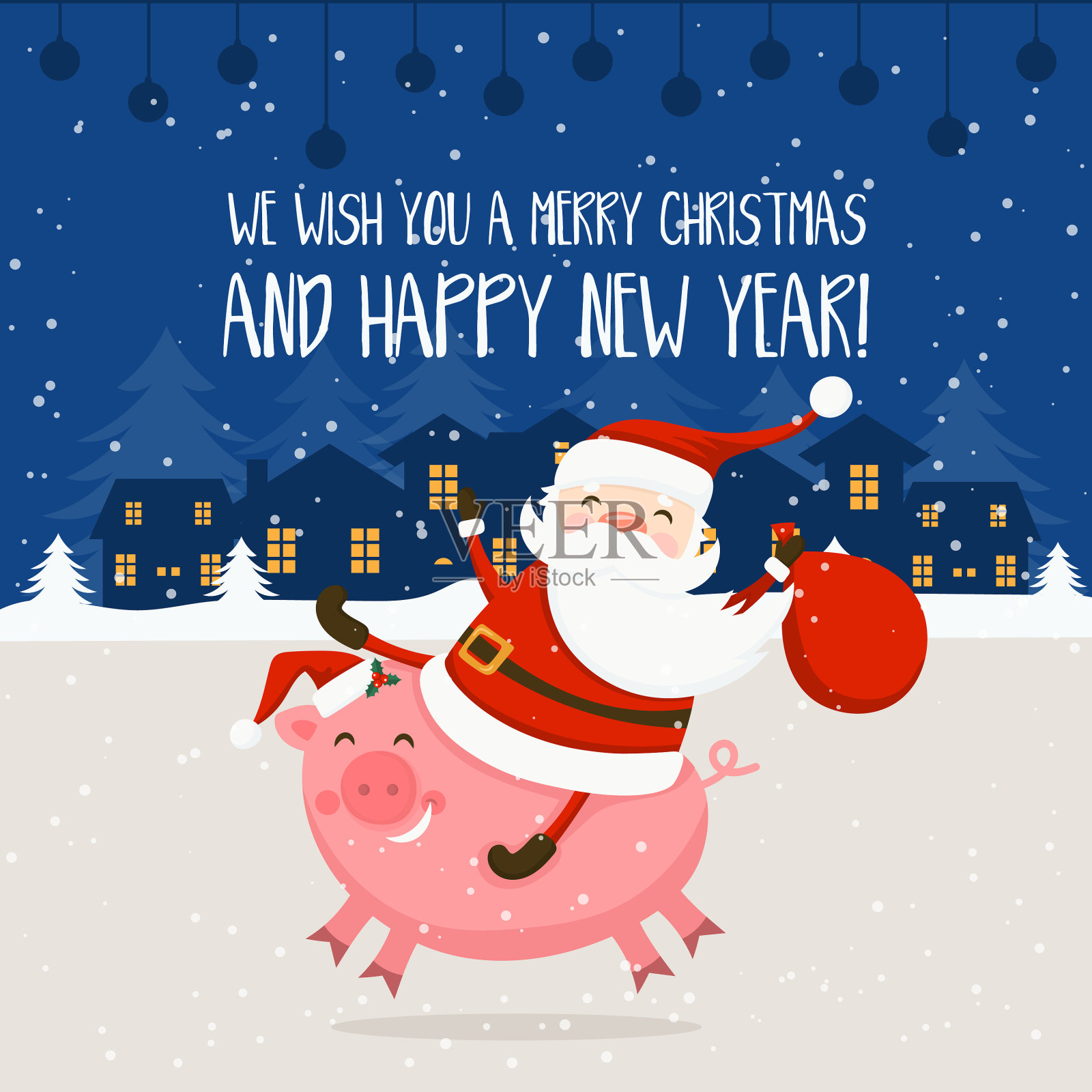 圣诞快乐，恭贺新禧插画图片素材