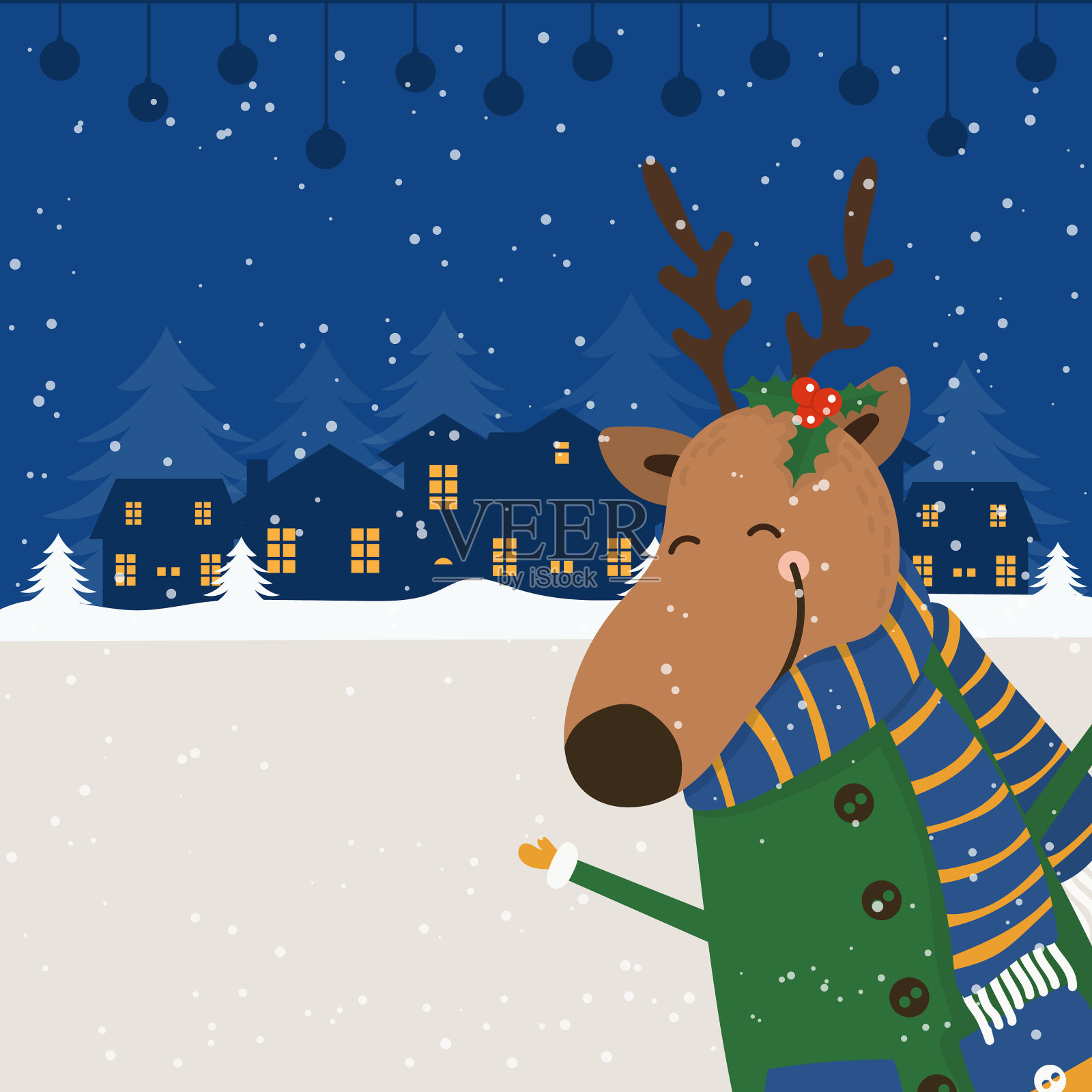 圣诞快乐，恭贺新禧插画图片素材