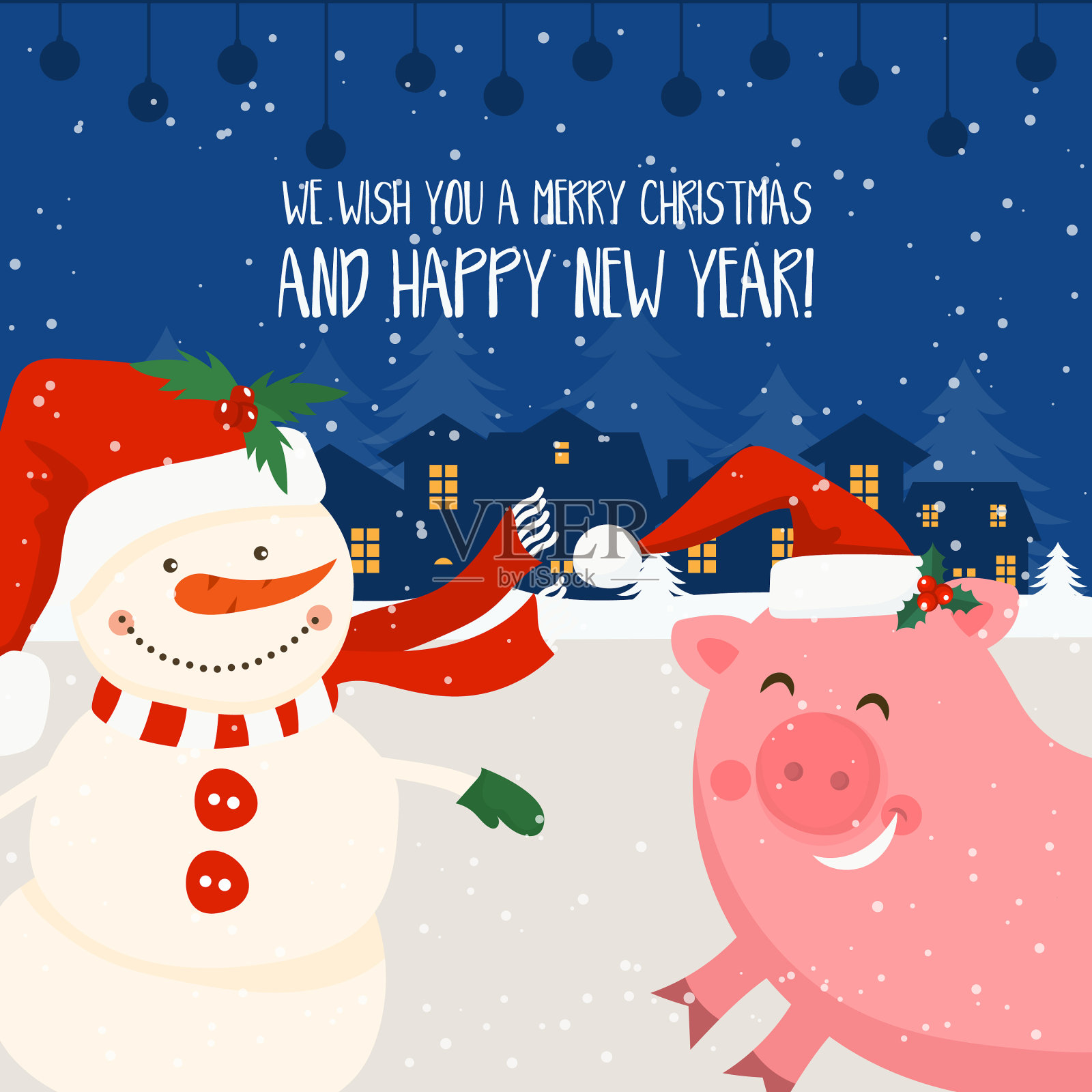 圣诞快乐，恭贺新禧插画图片素材