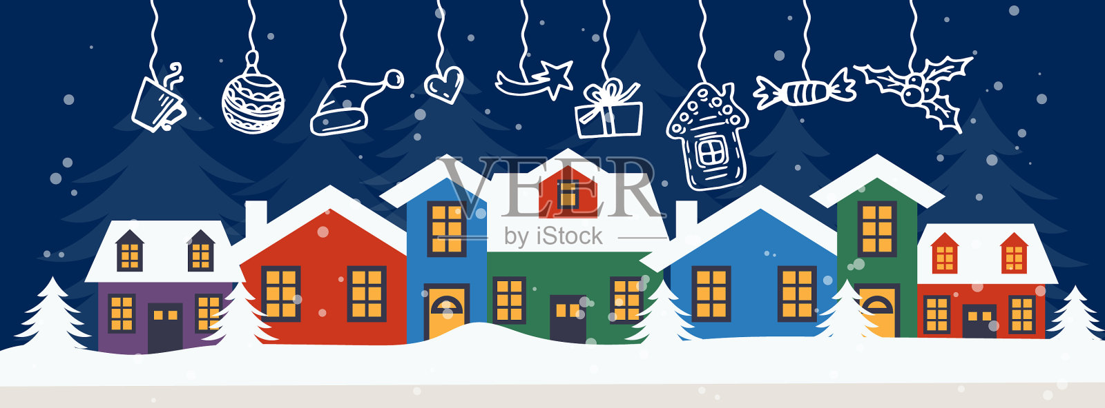 圣诞快乐，恭贺新禧插画图片素材