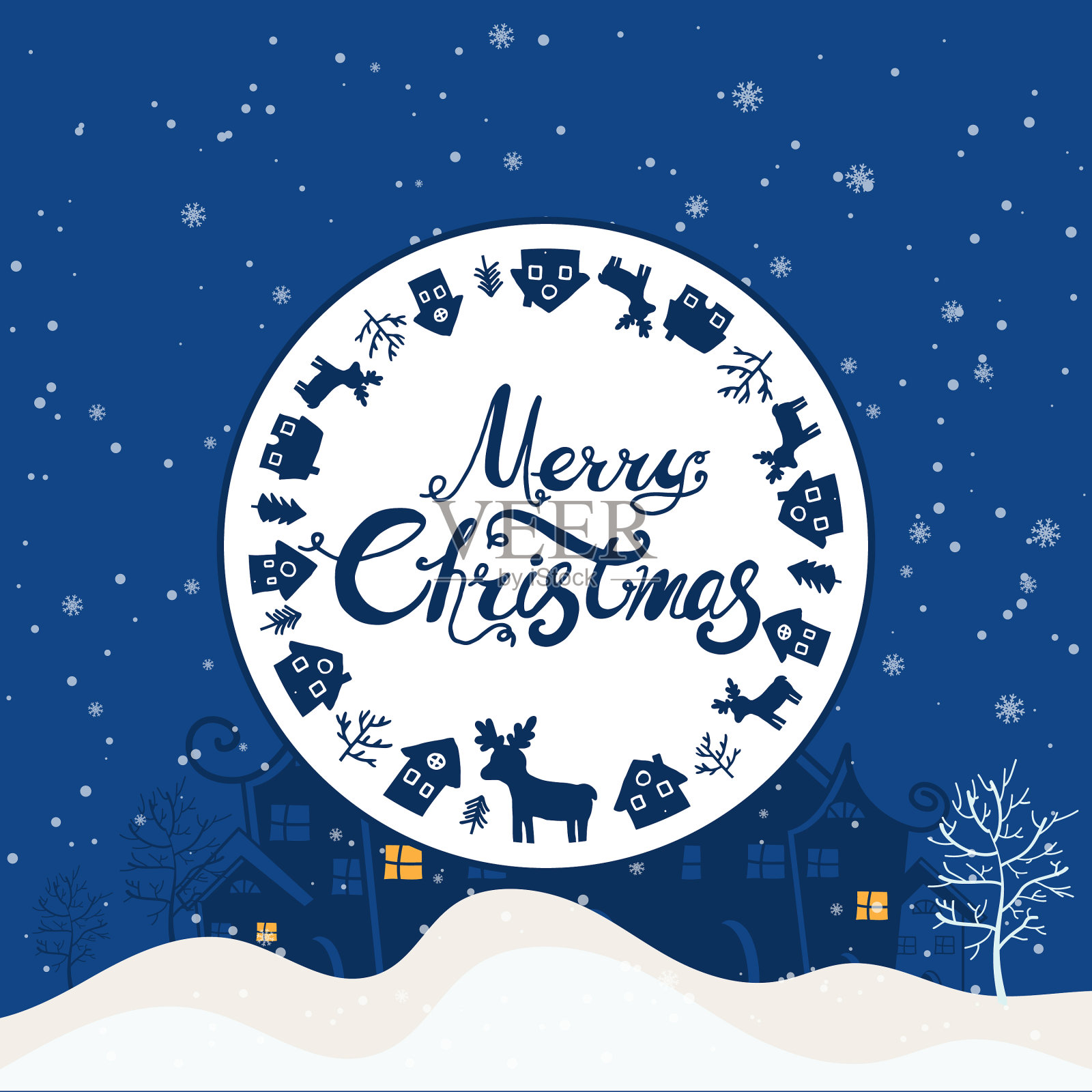 圣诞快乐，恭贺新禧插画图片素材