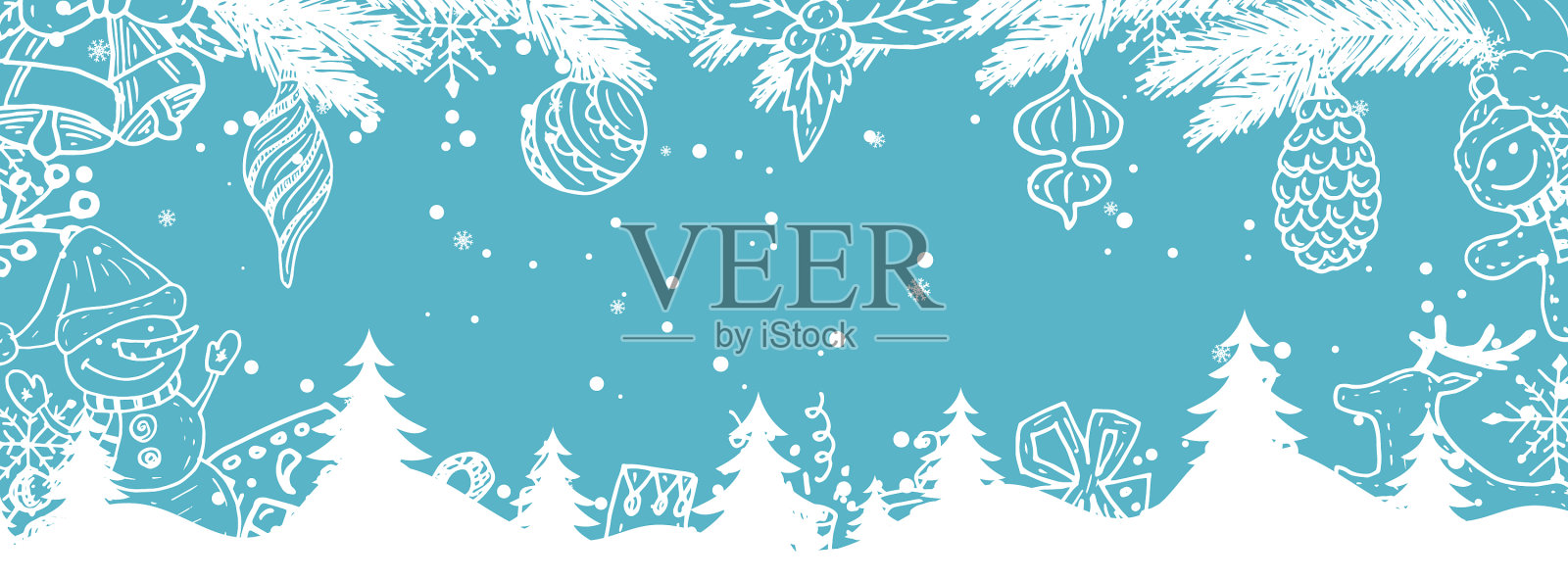 冬季假日主题的卡通横幅插画图片素材