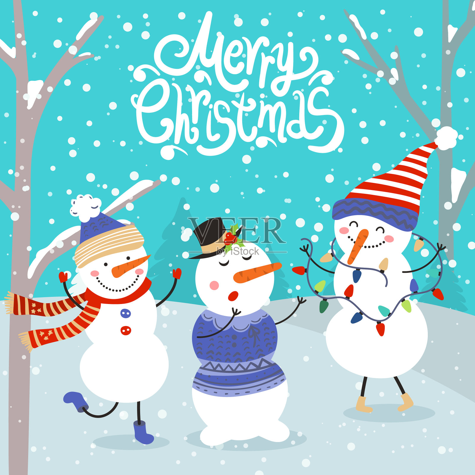 圣诞快乐，恭贺新禧插画图片素材