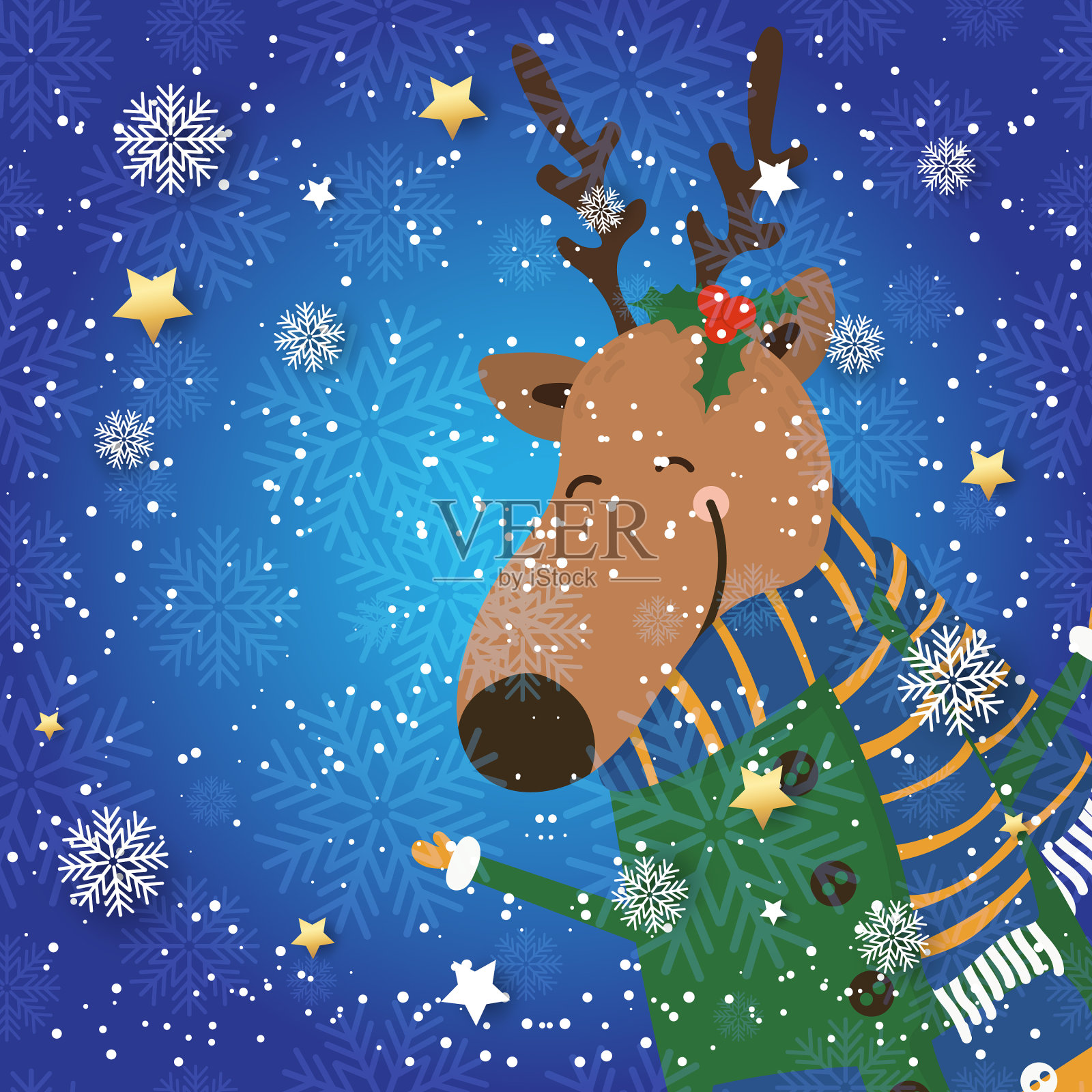 圣诞快乐，恭贺新禧插画图片素材