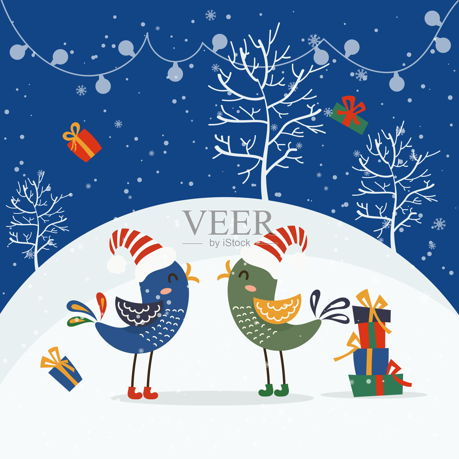 圣诞快乐，恭贺新禧插画图片素材