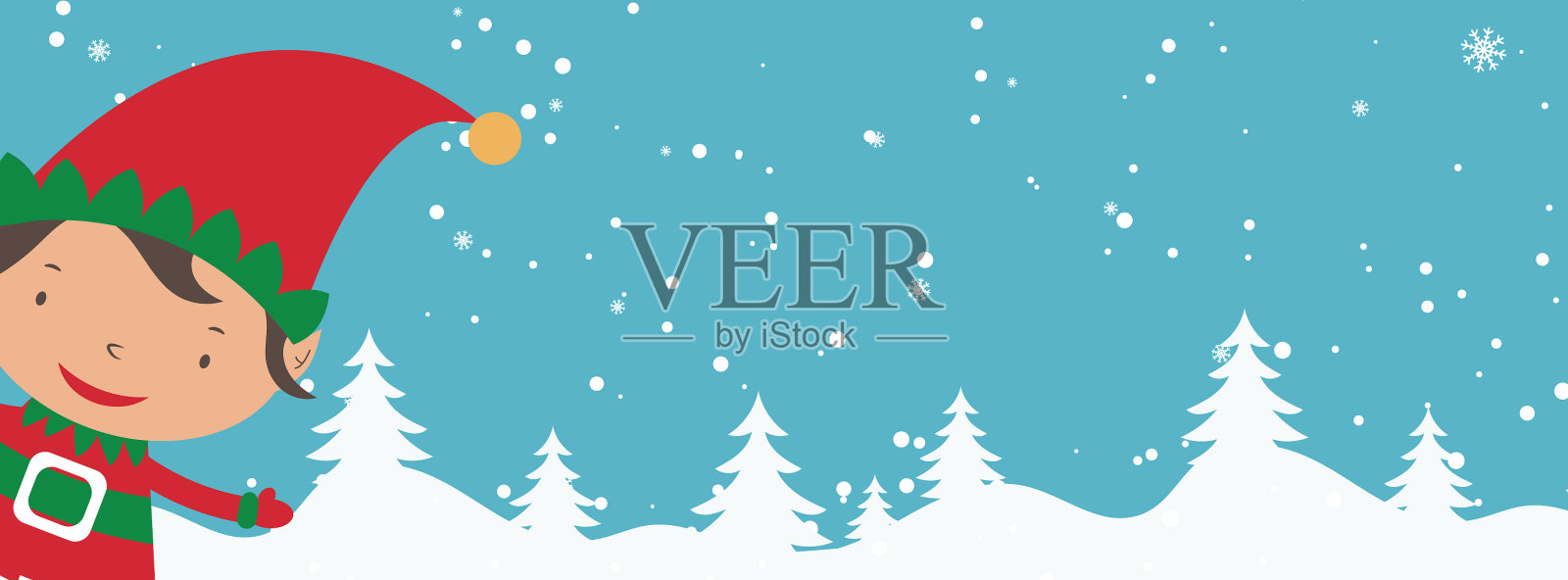 卡通横幅的节日主题与小精灵插画图片素材