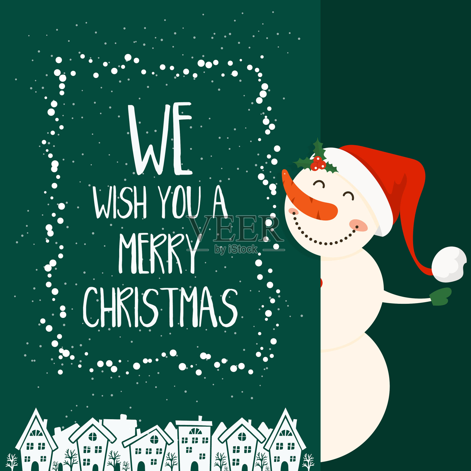 卡通节日主题与雪人在冬天插画图片素材