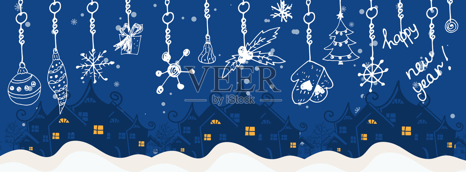 冬季假日主题的卡通横幅插画图片素材