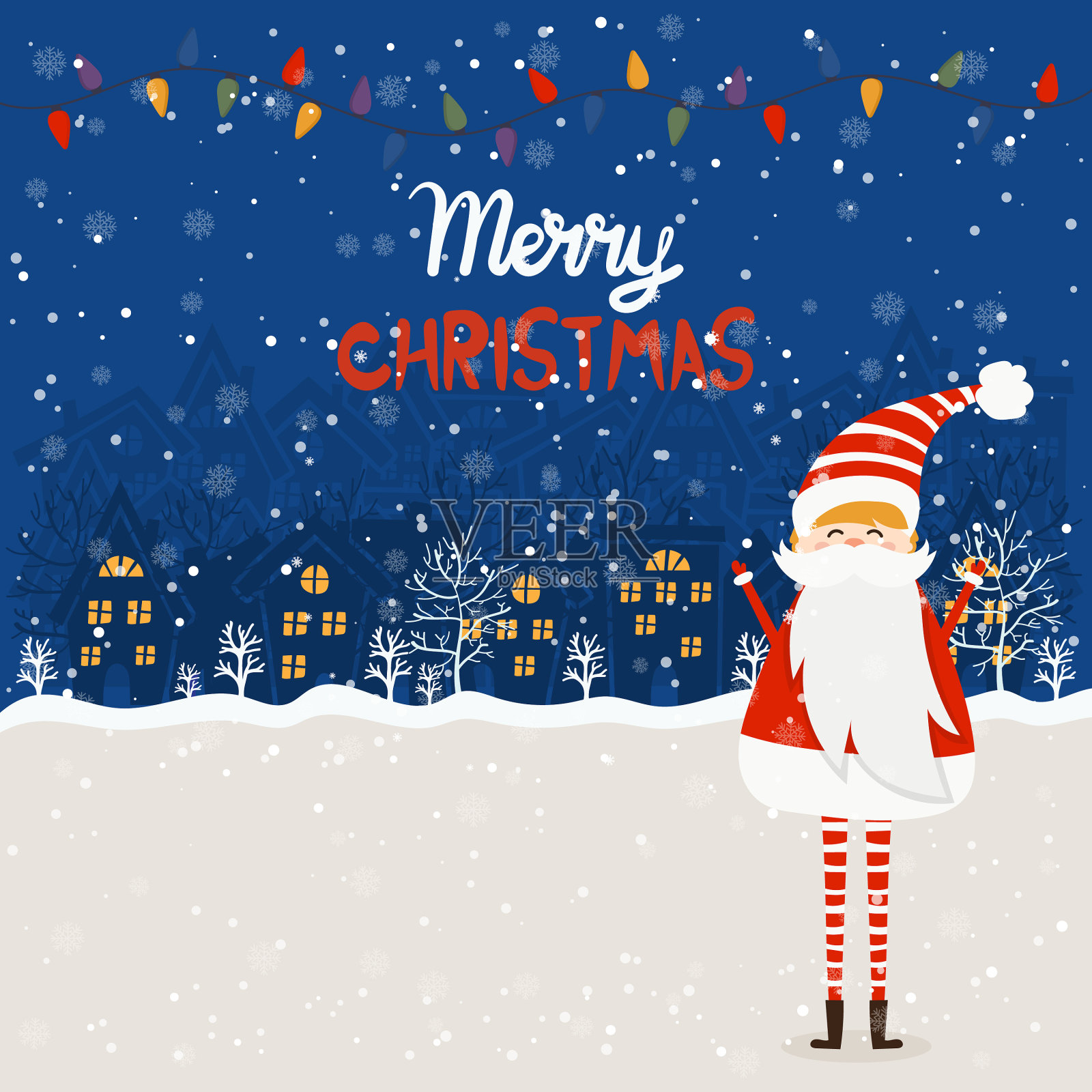 卡通节日主题与圣诞老人插画图片素材