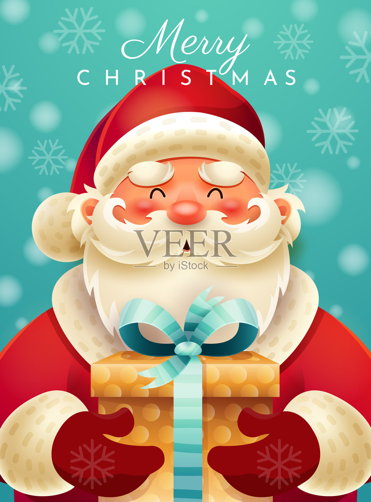 圣诞老人圣诞快乐卡片设计插画图片素材